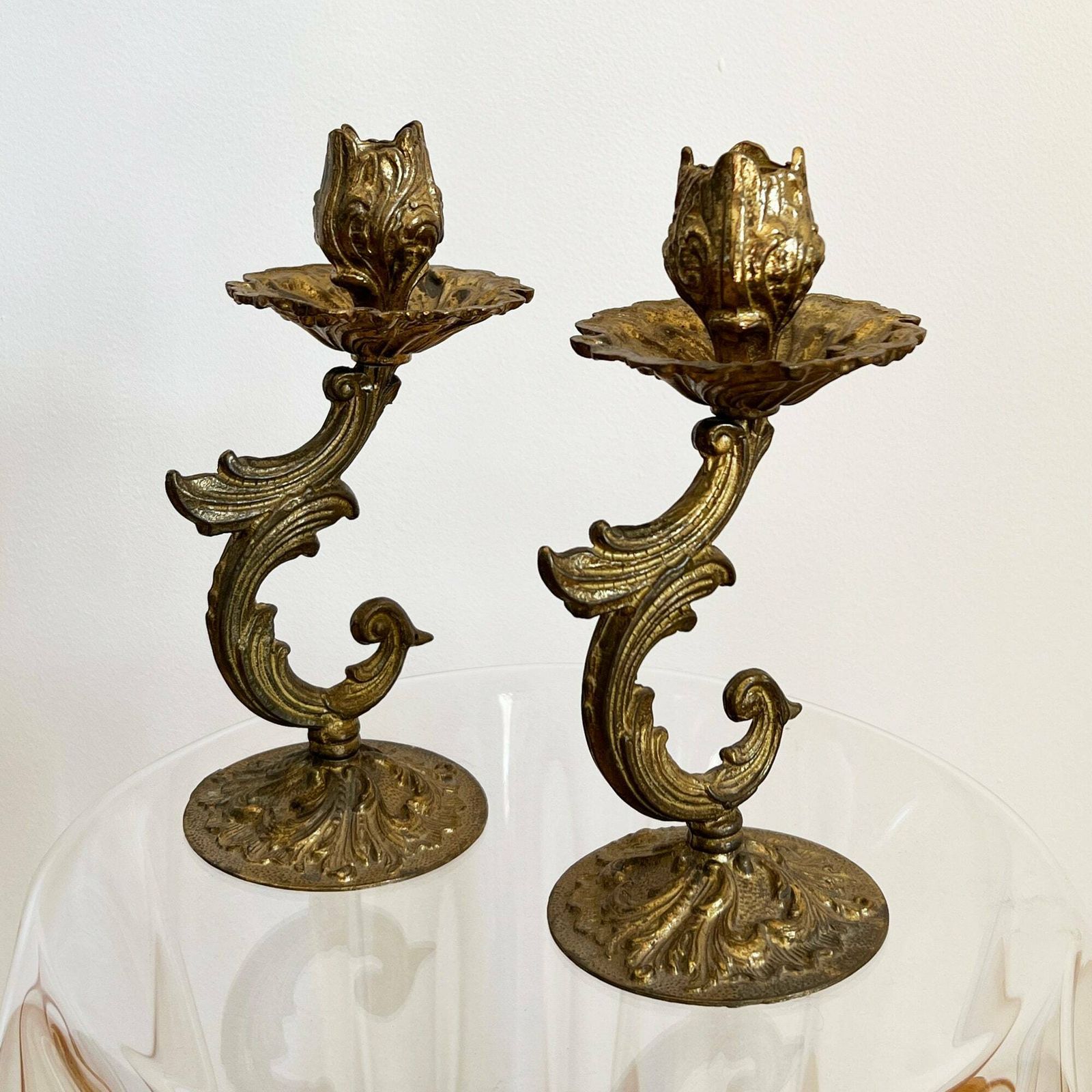 Antique Pair Of Candlestick Holders, Rococo Style Candle Holders, Ornate Candle Stick Holders photo furniture