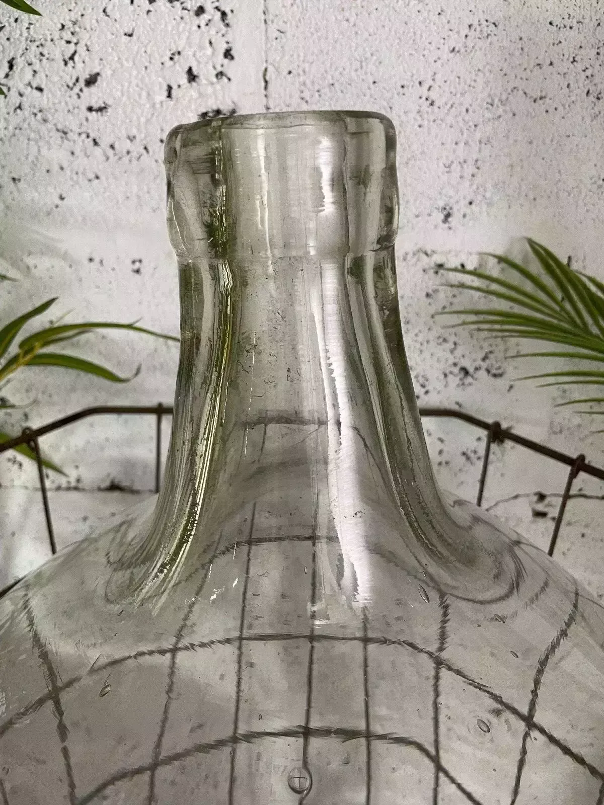 Antique Vintage Large French Hand Blown Glass Demijohn Carboy Cage Wedding Prop photo buy