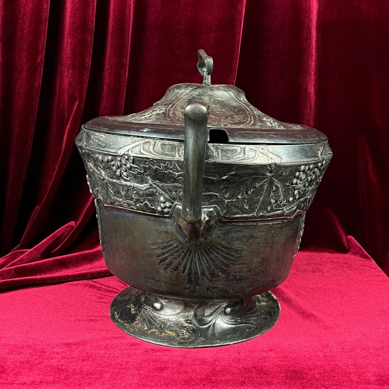Antique Art Nouveau Soup Bowl, Antique Tureen, Metal Soupiere, Art Nouveau Decor, Metal Terrine, Lidded Dish Serving photo Home Decor