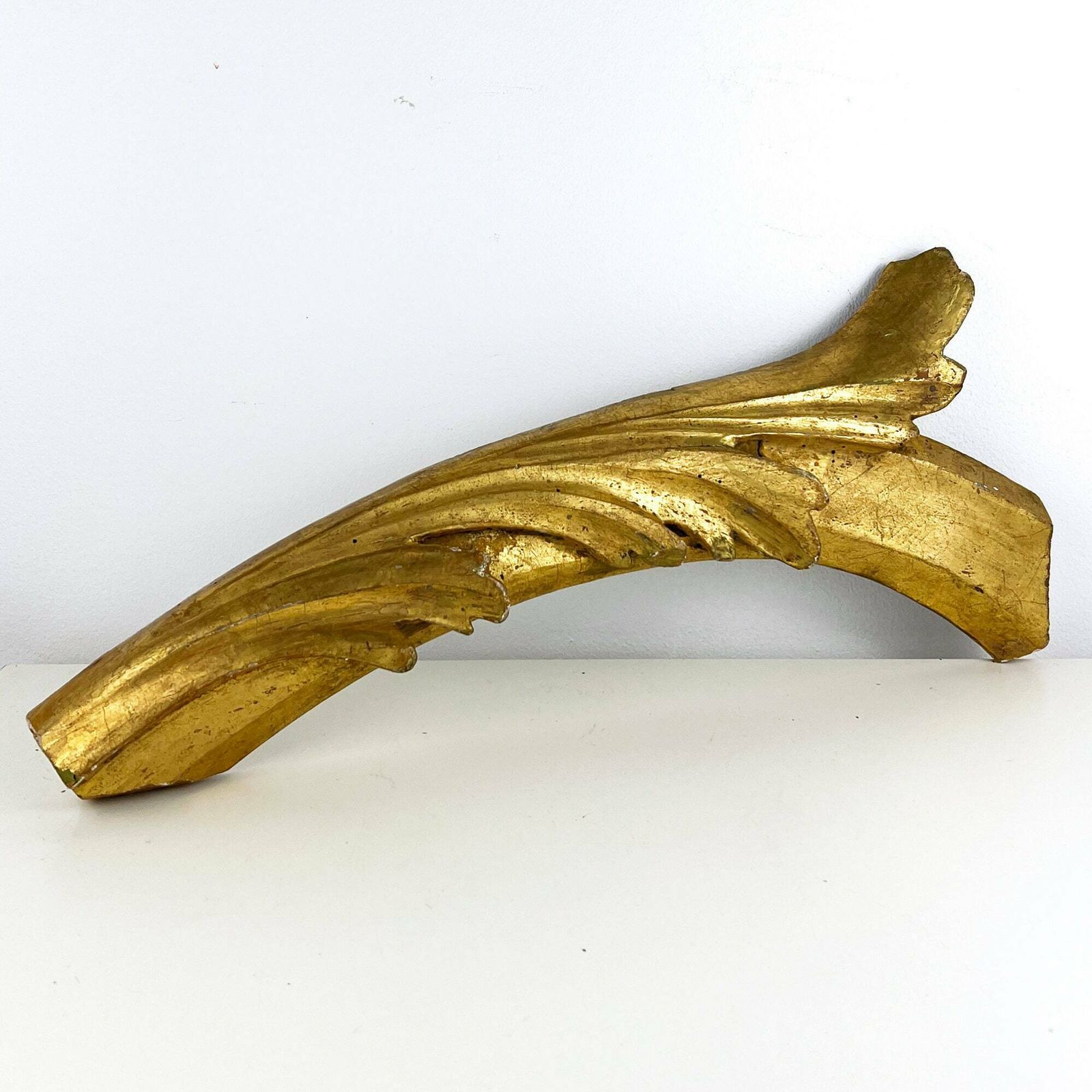 Antique 19th Century Gilt Wood Carving Fragment, Architectural Salvage, Italian Antique Salvage Decor