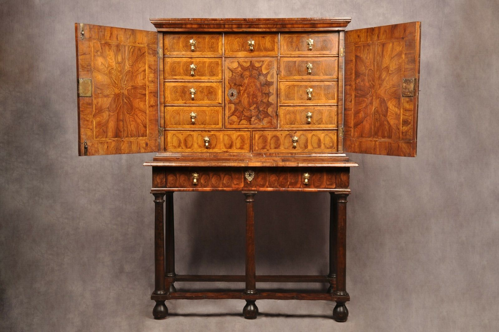 17th Century Olive Wood Oyster Cabinet photo furniture