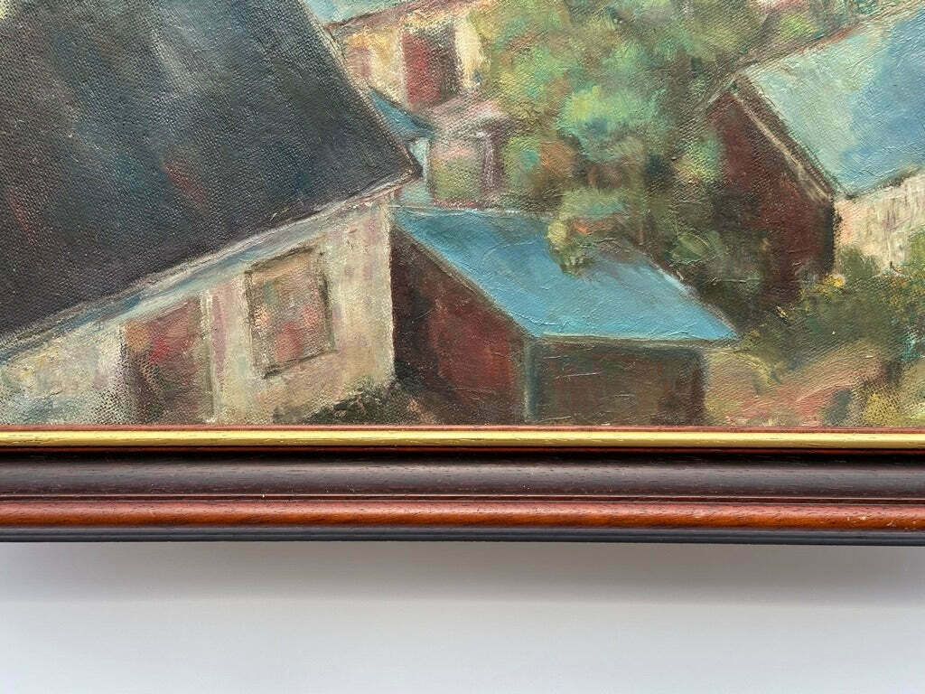Oil Painting Of Houses And Lighthouse photo 280.0