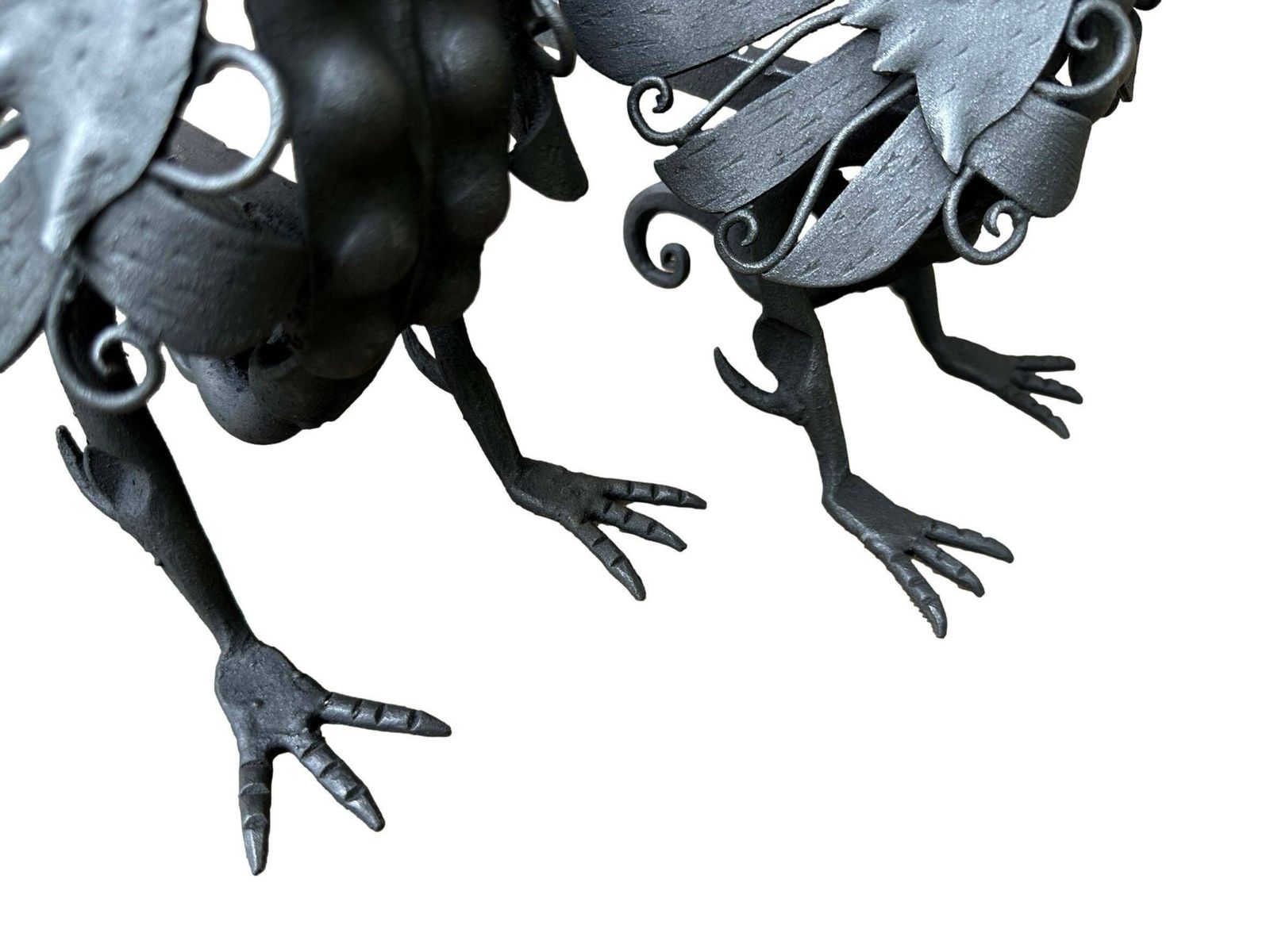 Antique Pair Of Wrought Iron Andirons Dragon Chimera photo buy