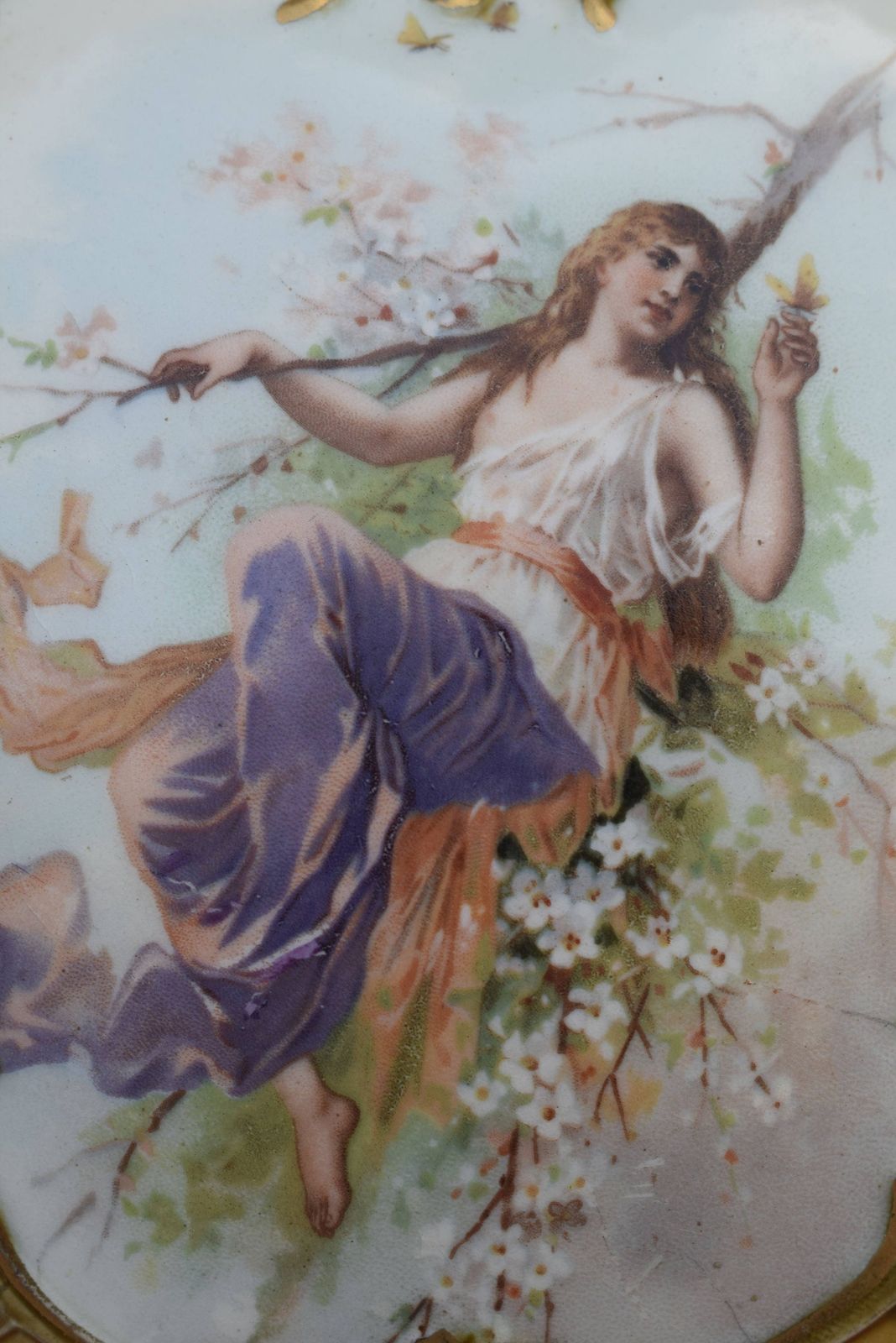 French Antique Art Nouveau Majolica Olibet Biscuits Lidded Box photo Home Decor