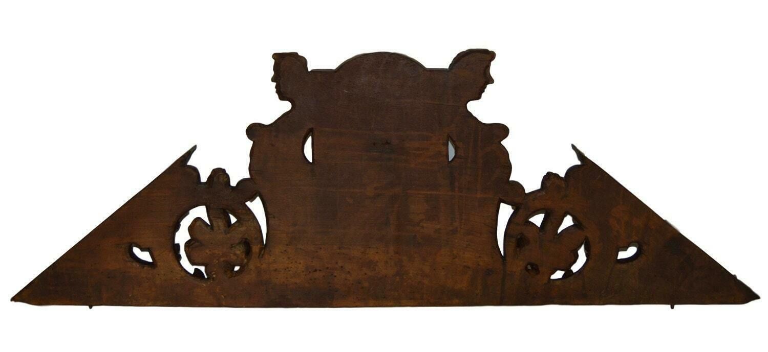 1700's French Antique Gothic Architectural Hand Carved Wood Crest Pediment photo 764.0