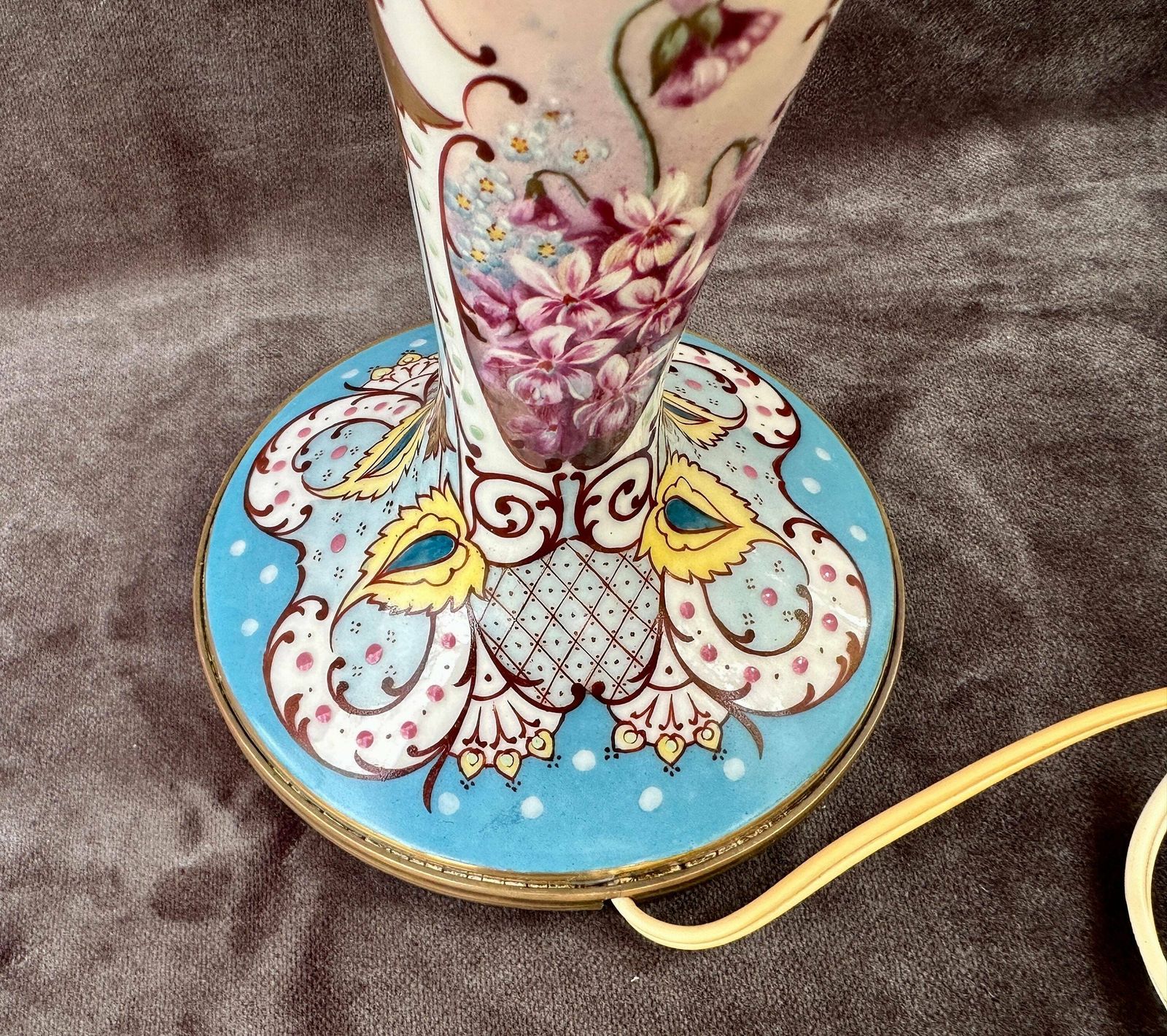 Art Nouveau Limoges French Porcelain Lamp Stand photo buy