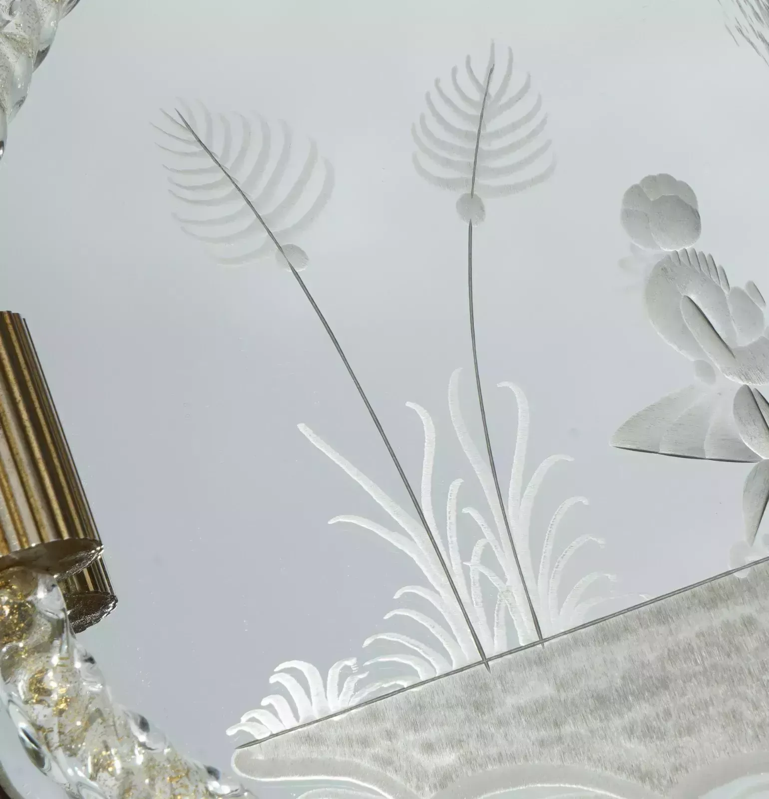 Exquisite Hand Made In Italy Pour Le Bain Murano Glass Venetian Etched Tray photo 550.0