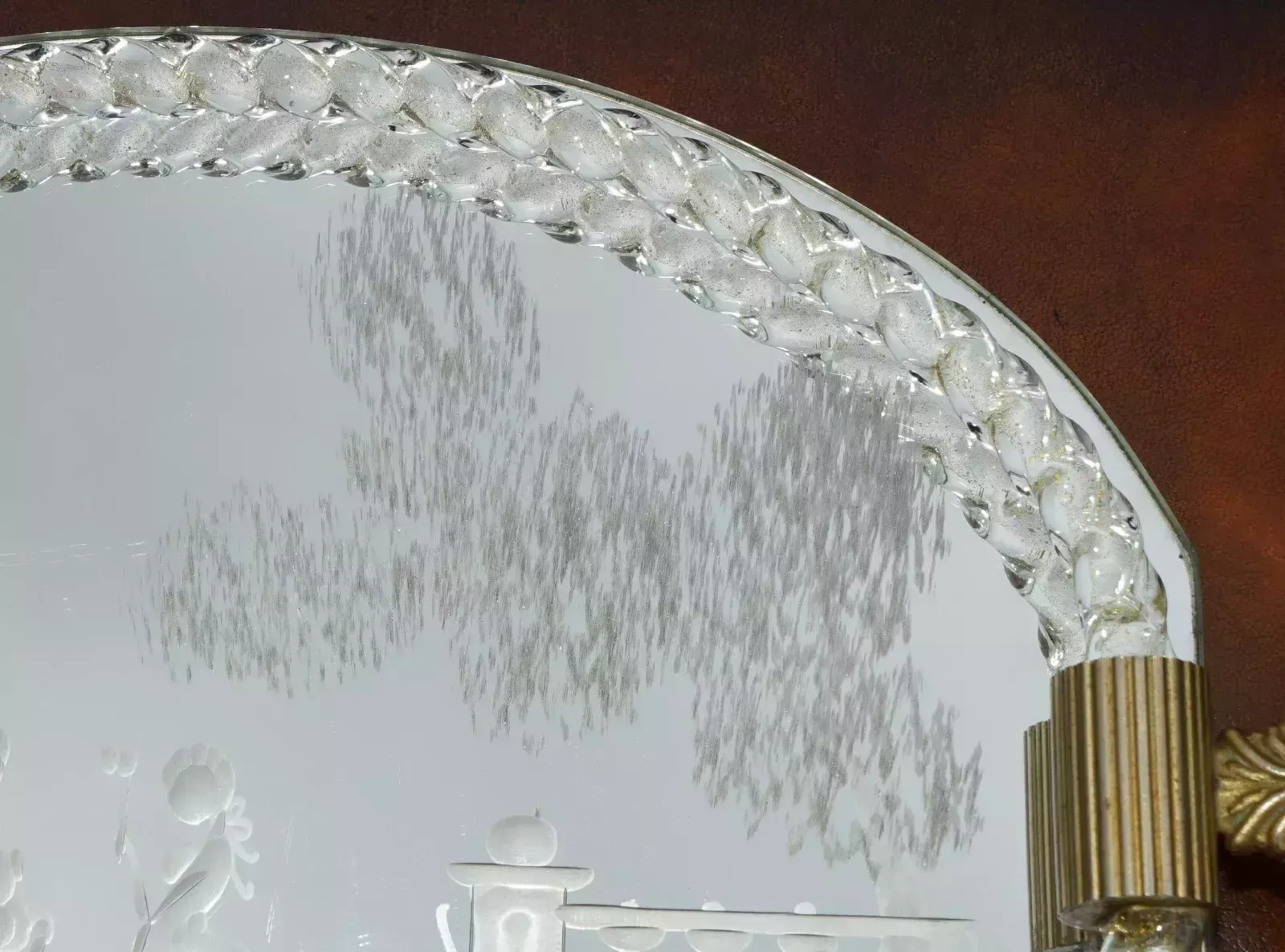 Exquisite Hand Made In Italy Pour Le Bain Murano Glass Venetian Etched Tray photo buy