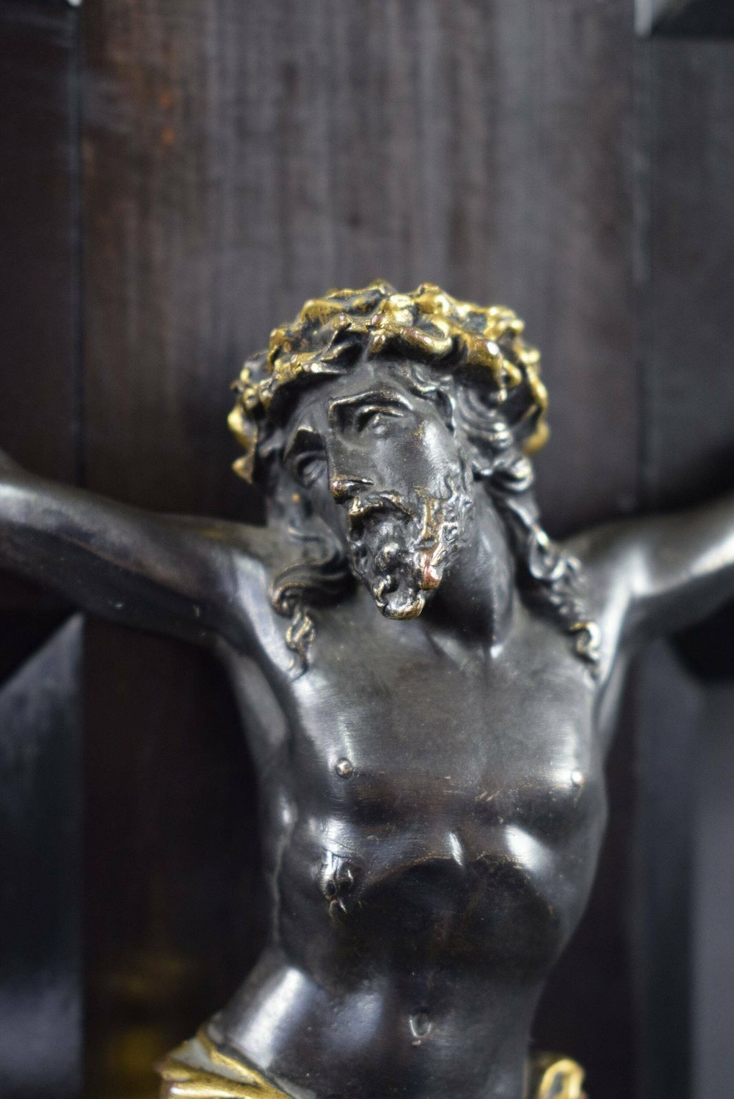 Large French Antique Hand Carved Wood Wall Cross Crucifix photo Art