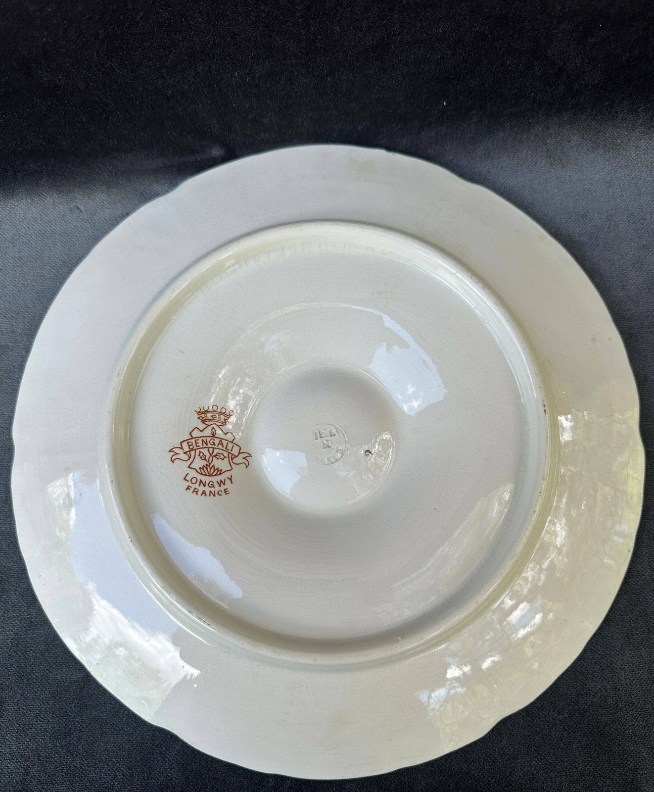 Rare French Antique Longwy "Bengali" Model Majolica Scalloped Oyster Plate photo vinterior