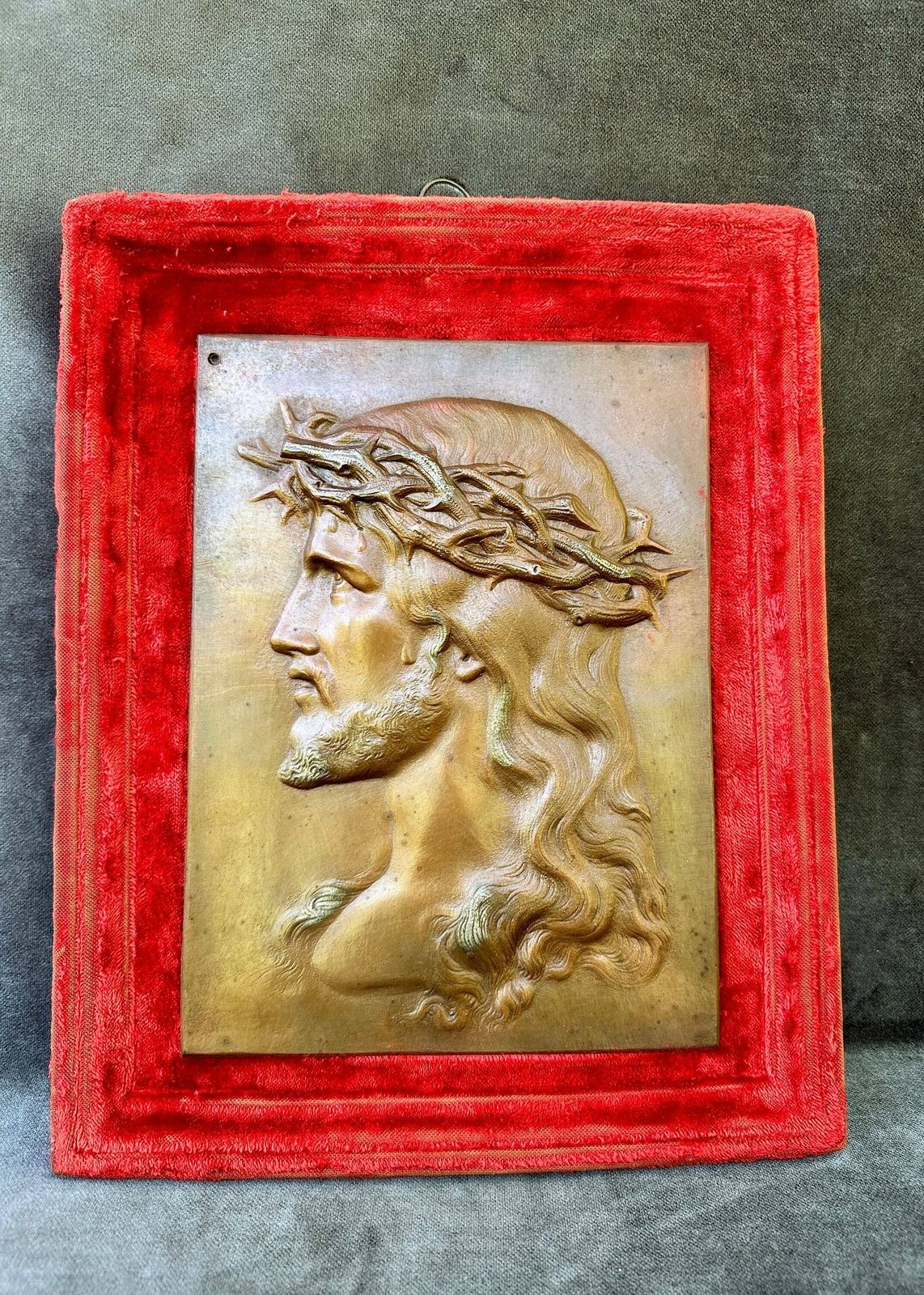 French Antique Religious Frame Jesus Christ Holy Face Of Jesus Wall Art photo furniture