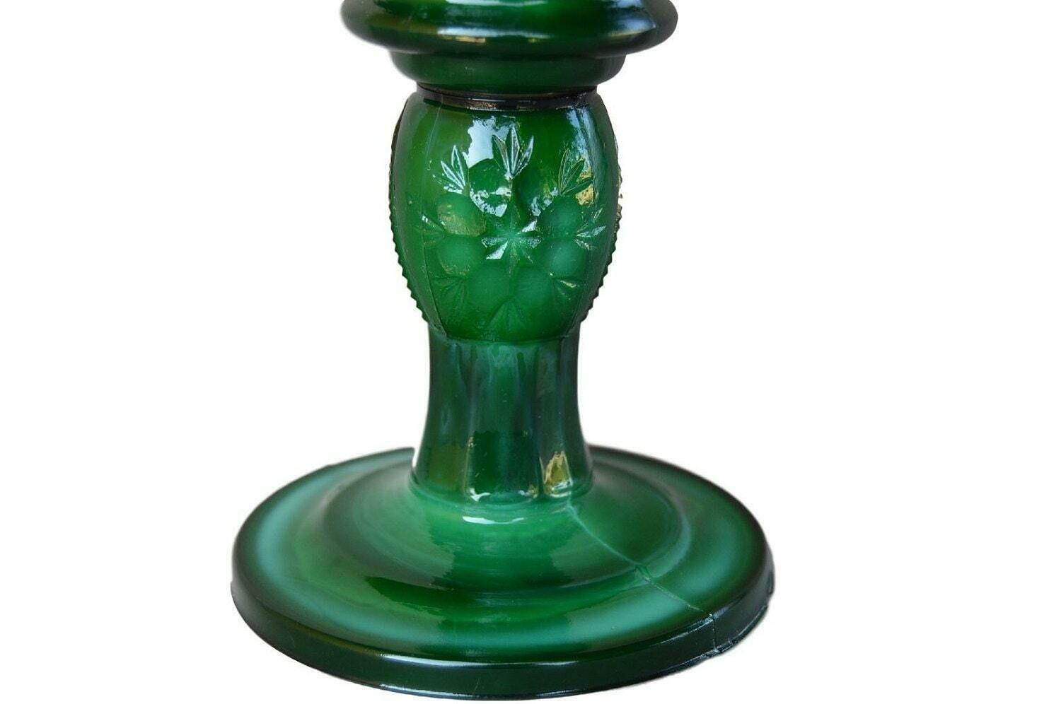 Art Deco Bohemian Heinrich Hoffman Green Opaline Glass Table Kerosene Lamp   Art Deco Home Interior Design photo for sale