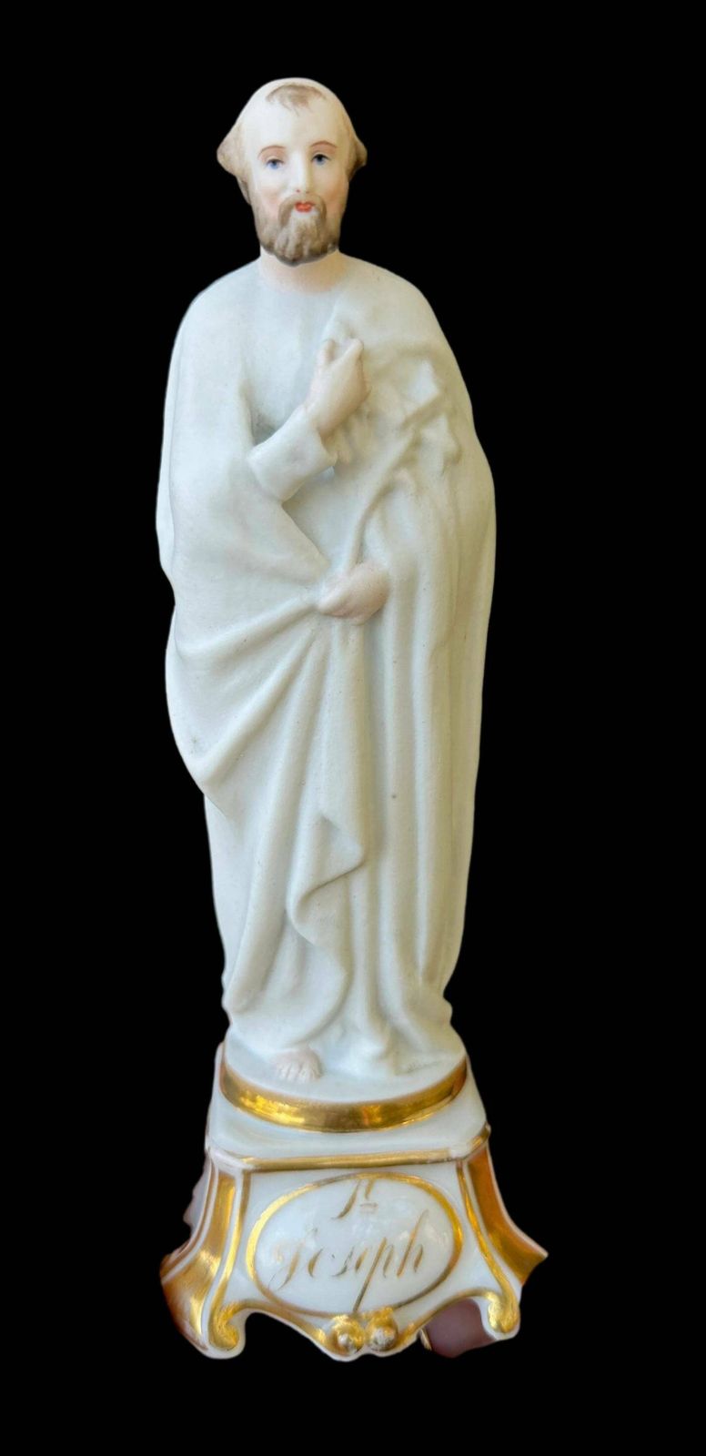 photo for sale Antique French Saint Joseph Paris Porcelain Statue Figurine 19th