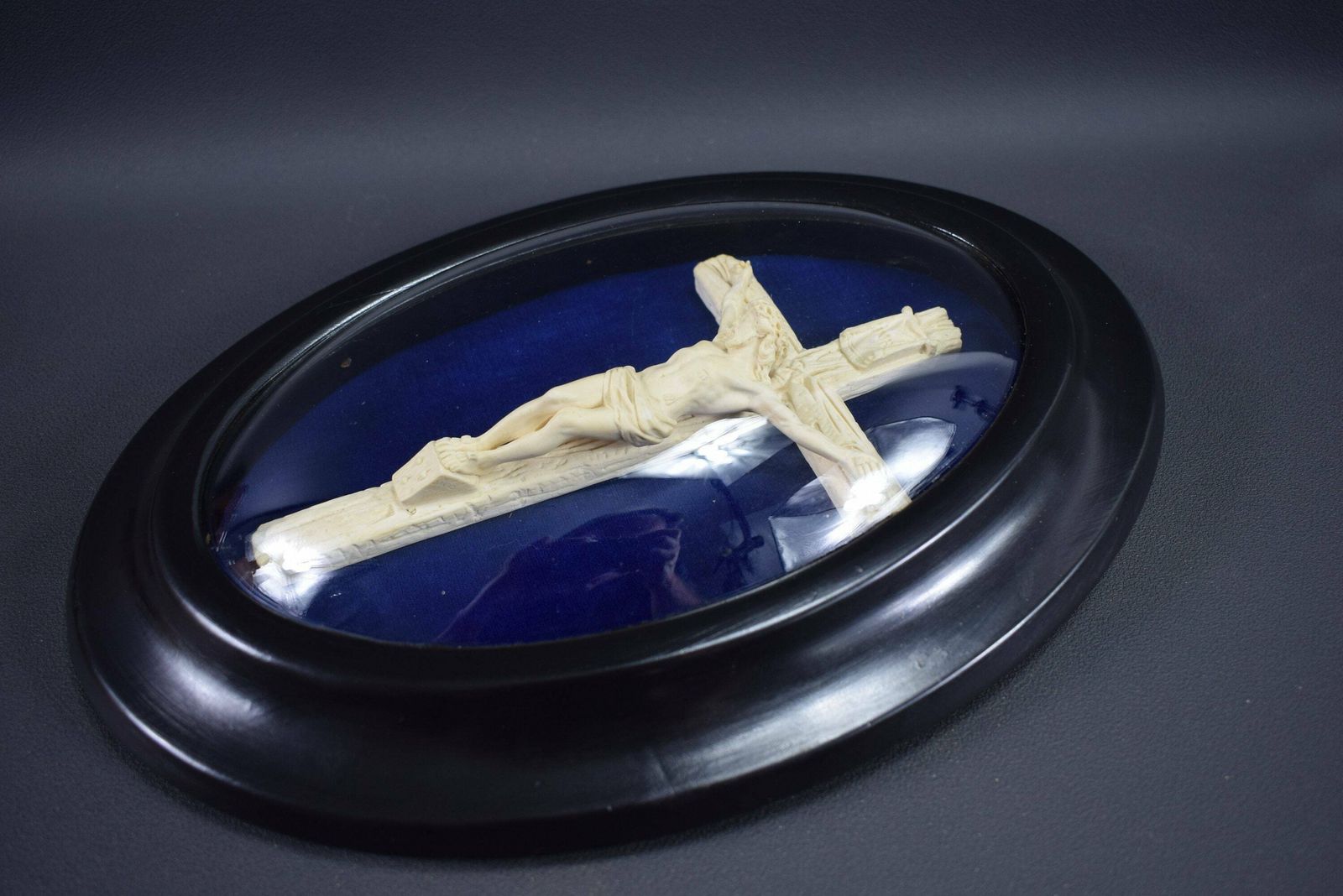 Antique French Reliquary Carved Meerschaum Wall Crucifix photo vinterior