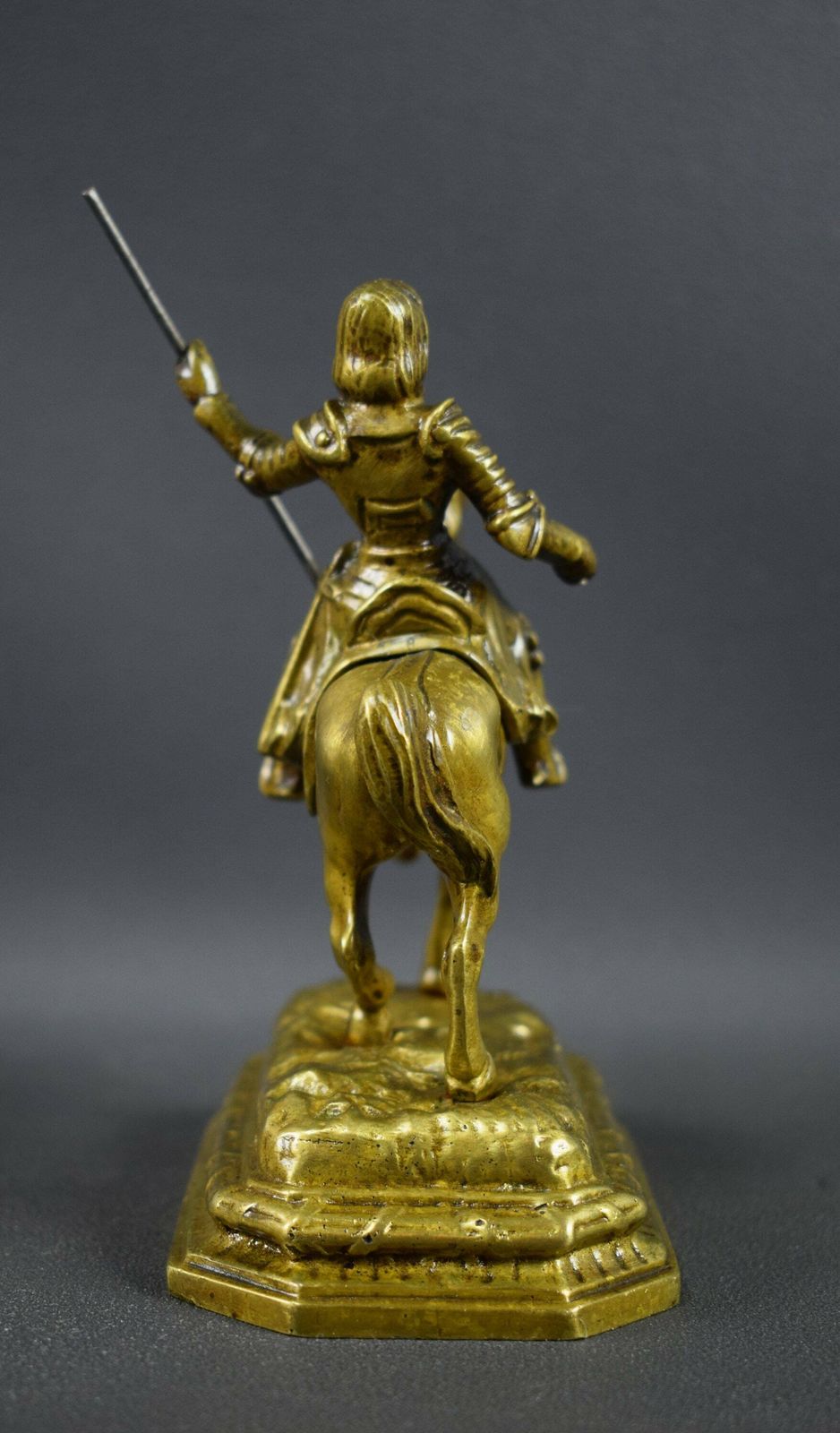 Saint Joan Of Arc On Horse Statue Vintage Bronze photo vinterior