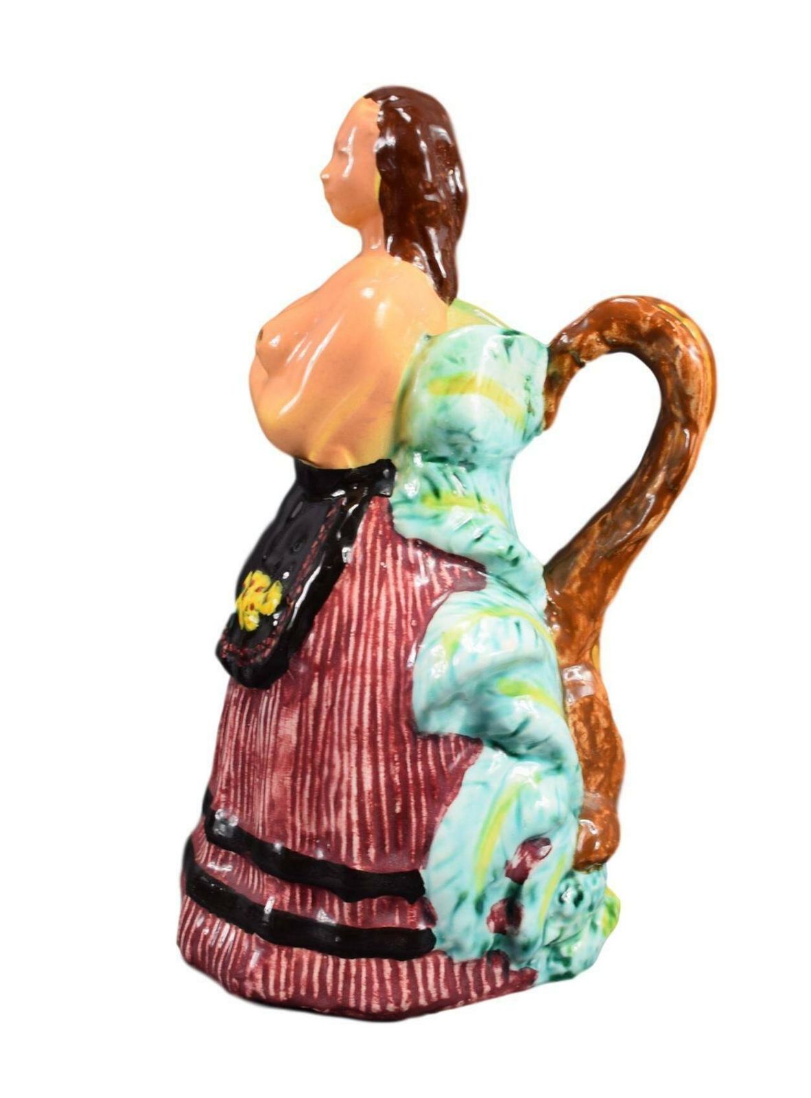 French Vintage Majolica Cerart Monaco Woman Pitcher photo furniture