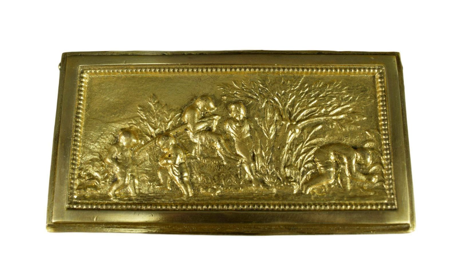 French Antique Bronze Style Casket Jewelry Box Rural Scenes photo 346.0