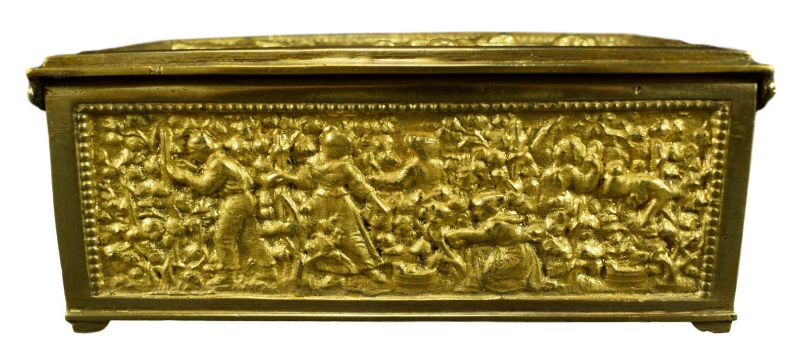 French Antique Bronze Style Casket Jewelry Box Rural Scenes photo vinterior