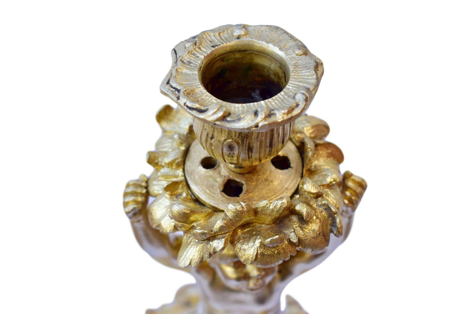 photo furniture Rococo Antique French Ormolu Bronze Candlestick Candle Holder With A Faun Statue