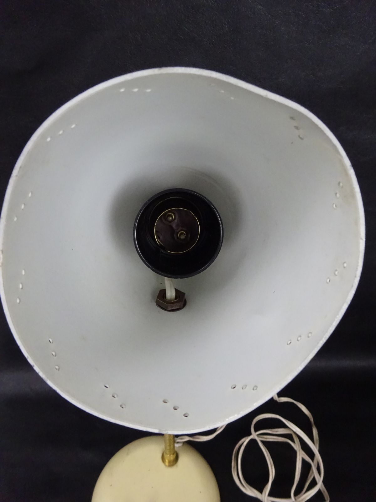 Mid Century European Cream Enamelled Metal Goose Neck Lamp photo furniture
