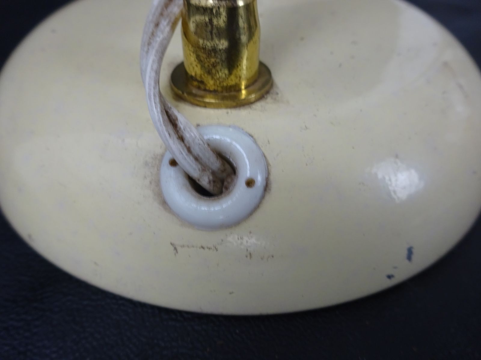 Mid Century European Cream Enamelled Metal Goose Neck Lamp photo vintage