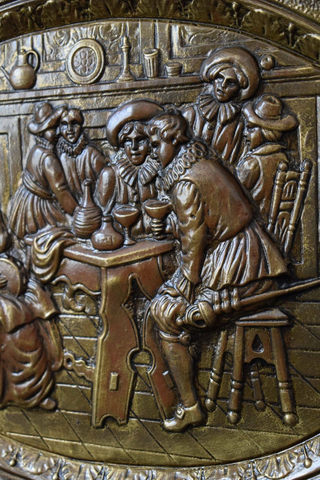 19th.C Embossed Copper Picture Art Wall Panel Tray photo buy