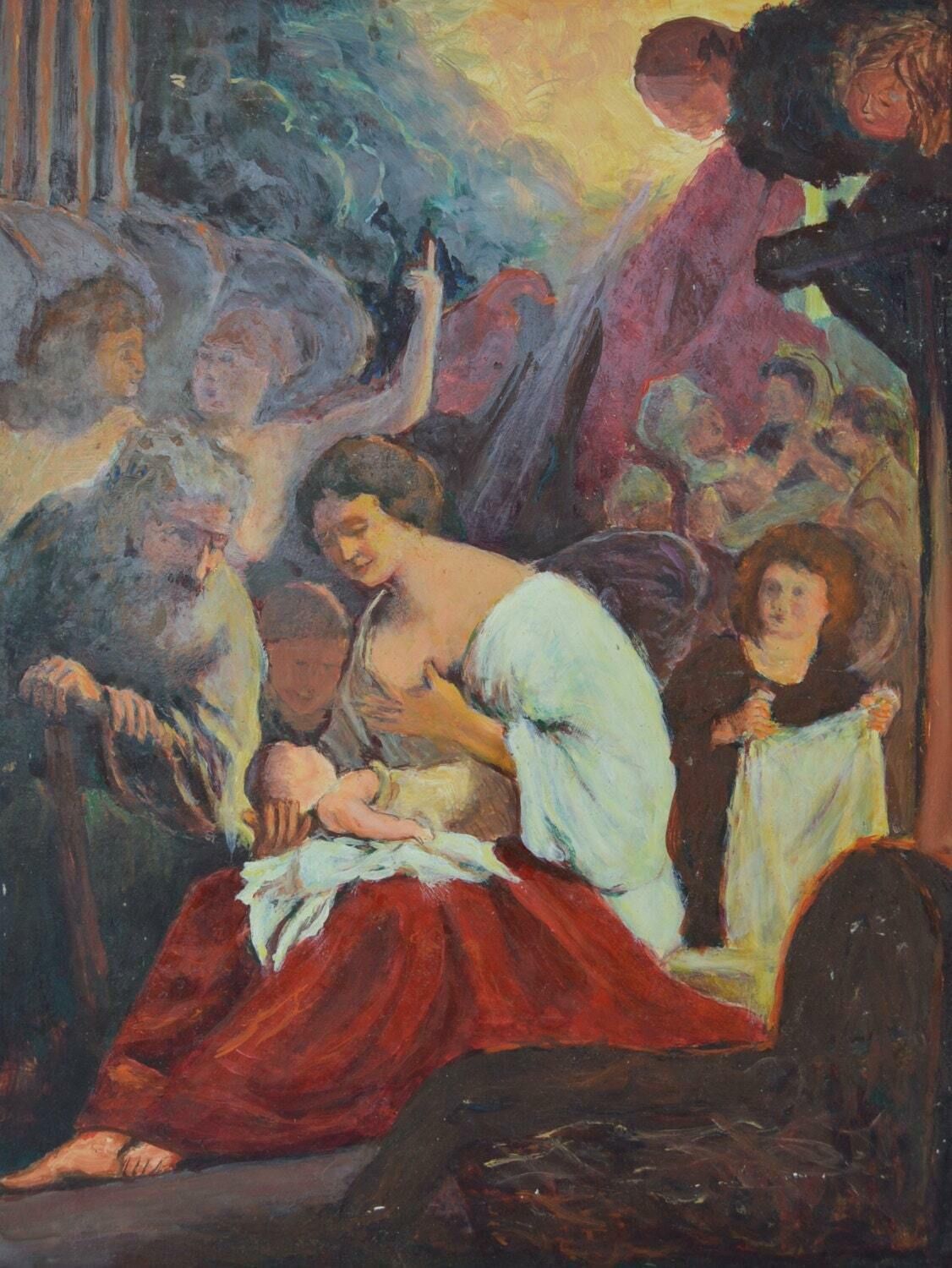 French Religious Oil Painting Henri Sigaud The Nativity photo furniture