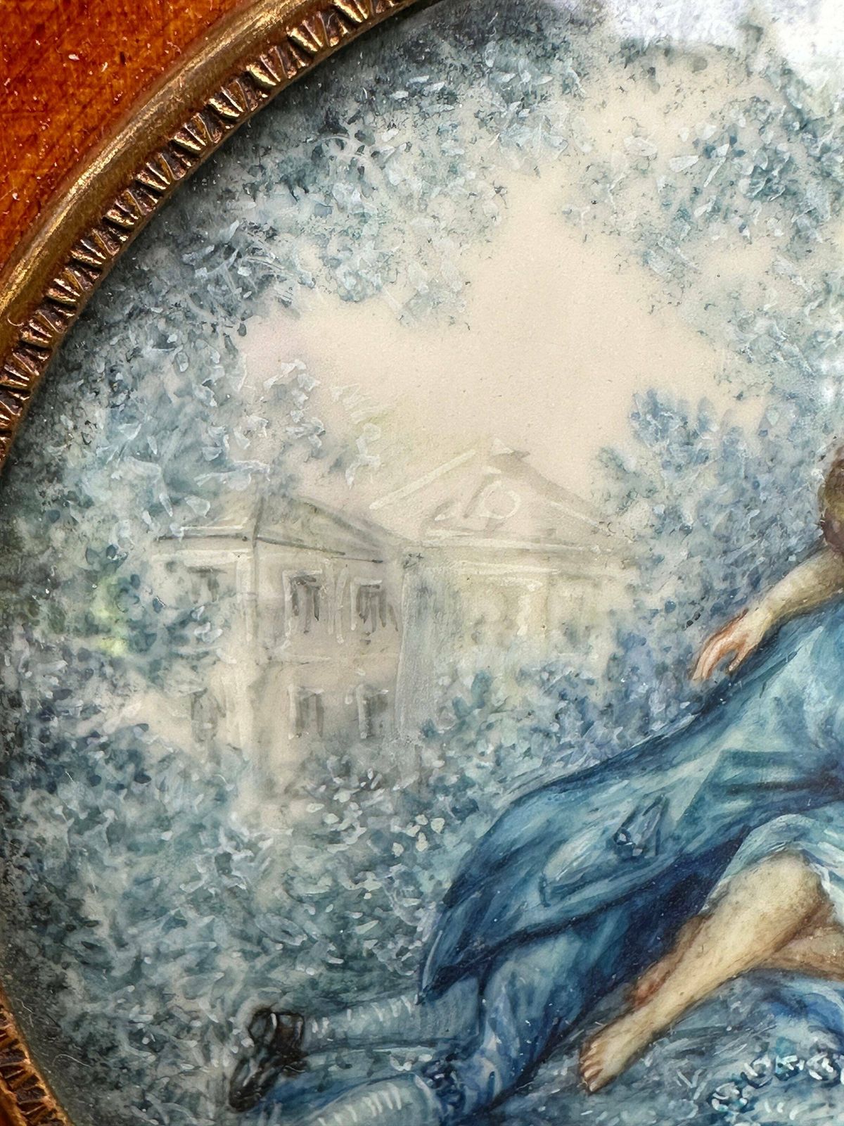 French Antique Miniature Painting Of A Romantic Scene Framed By M Marret photo vinterior