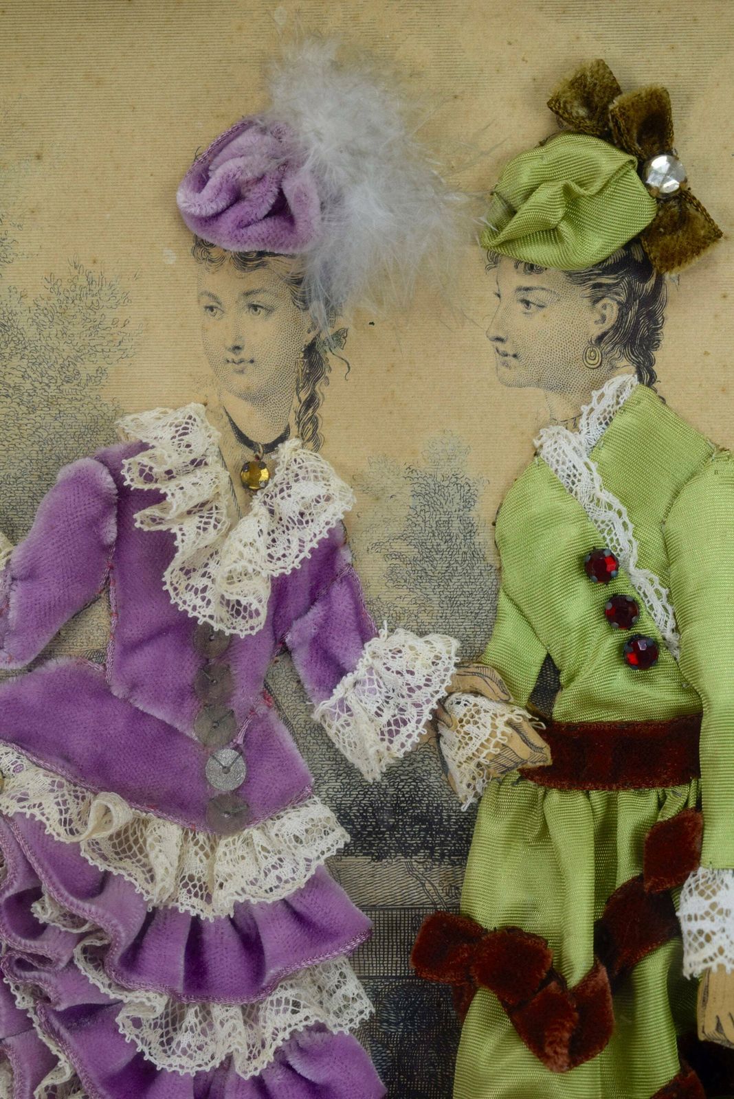 French Antique Framed Paris Fashion Engraving By Anaïs Toudouze photo for sale