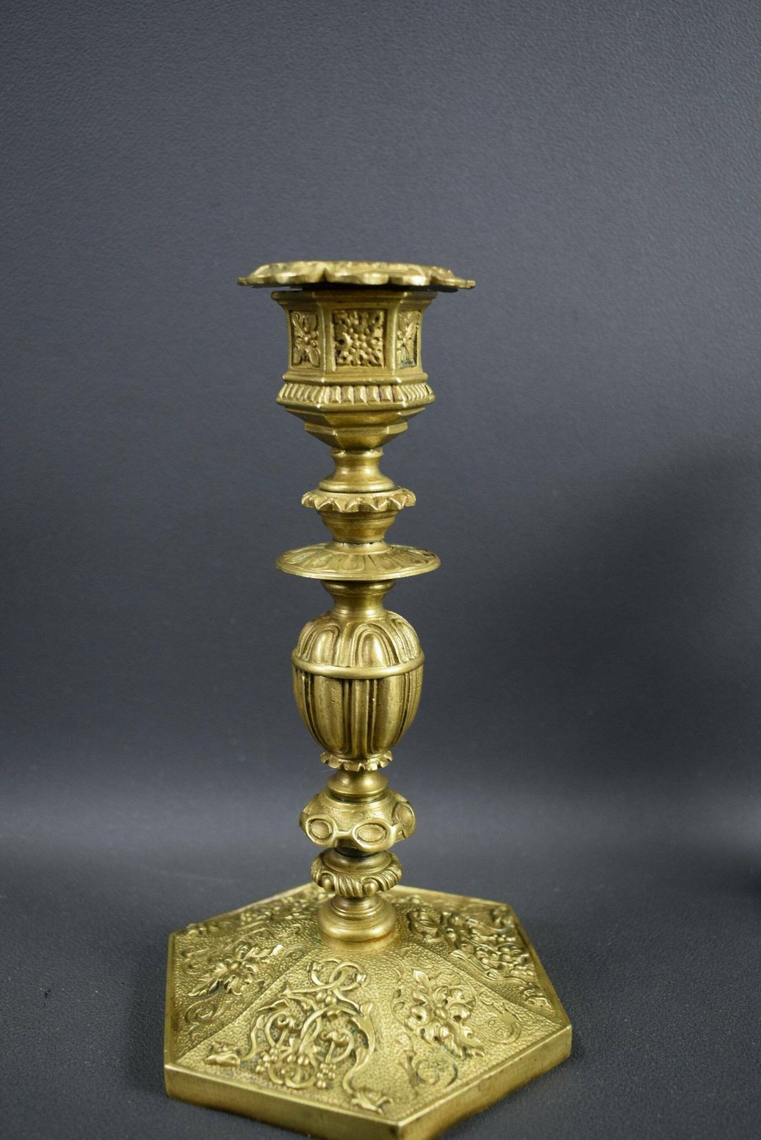 Antique French Pair Of Bronze Candle Holder Napoleon III 19th photo for sale