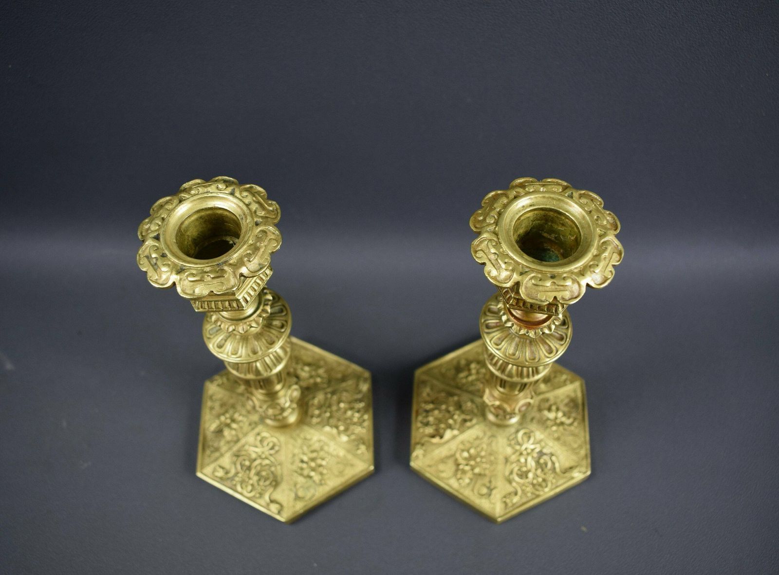 Antique French Pair Of Bronze Candle Holder Napoleon III 19th photo 222.0