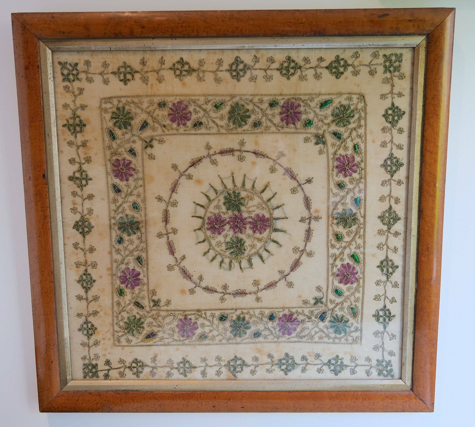 Antique Beetle Wing Embroidery, Indian Textile photo furniture