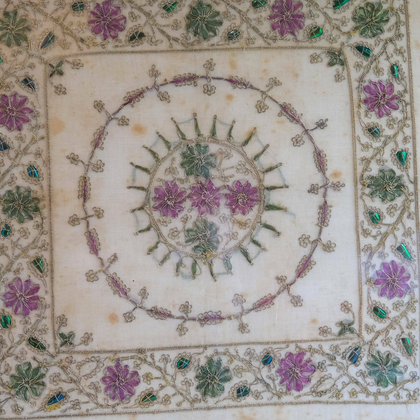 Antique Beetle Wing Embroidery, Indian Textile photo for sale