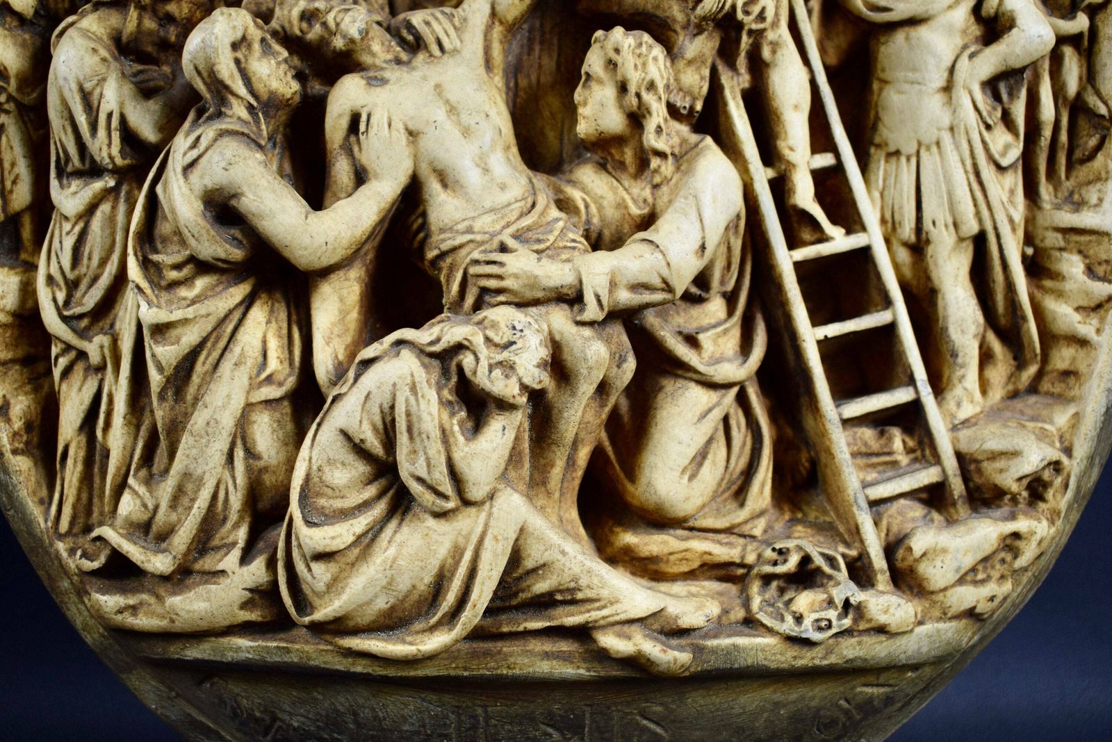 French Antique Religious Wall Plaque The Descent From Cross photo 293.0