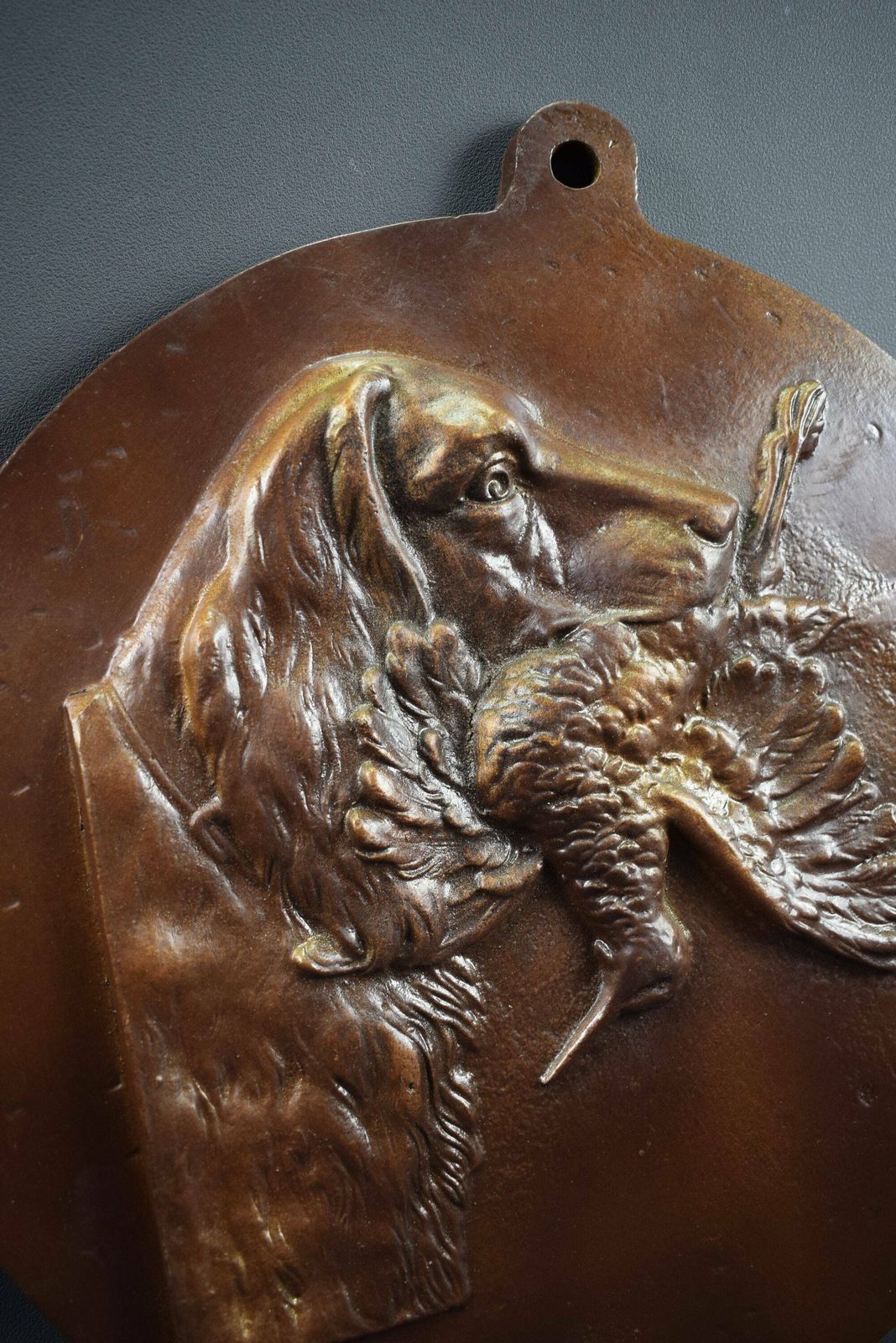 Vintage French Antique Hunting Trophy Medallion Dog photo buy