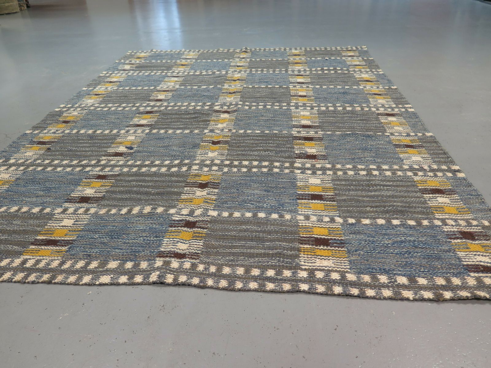 Handwoven Mid Century Swedish Style Kilim photo furniture