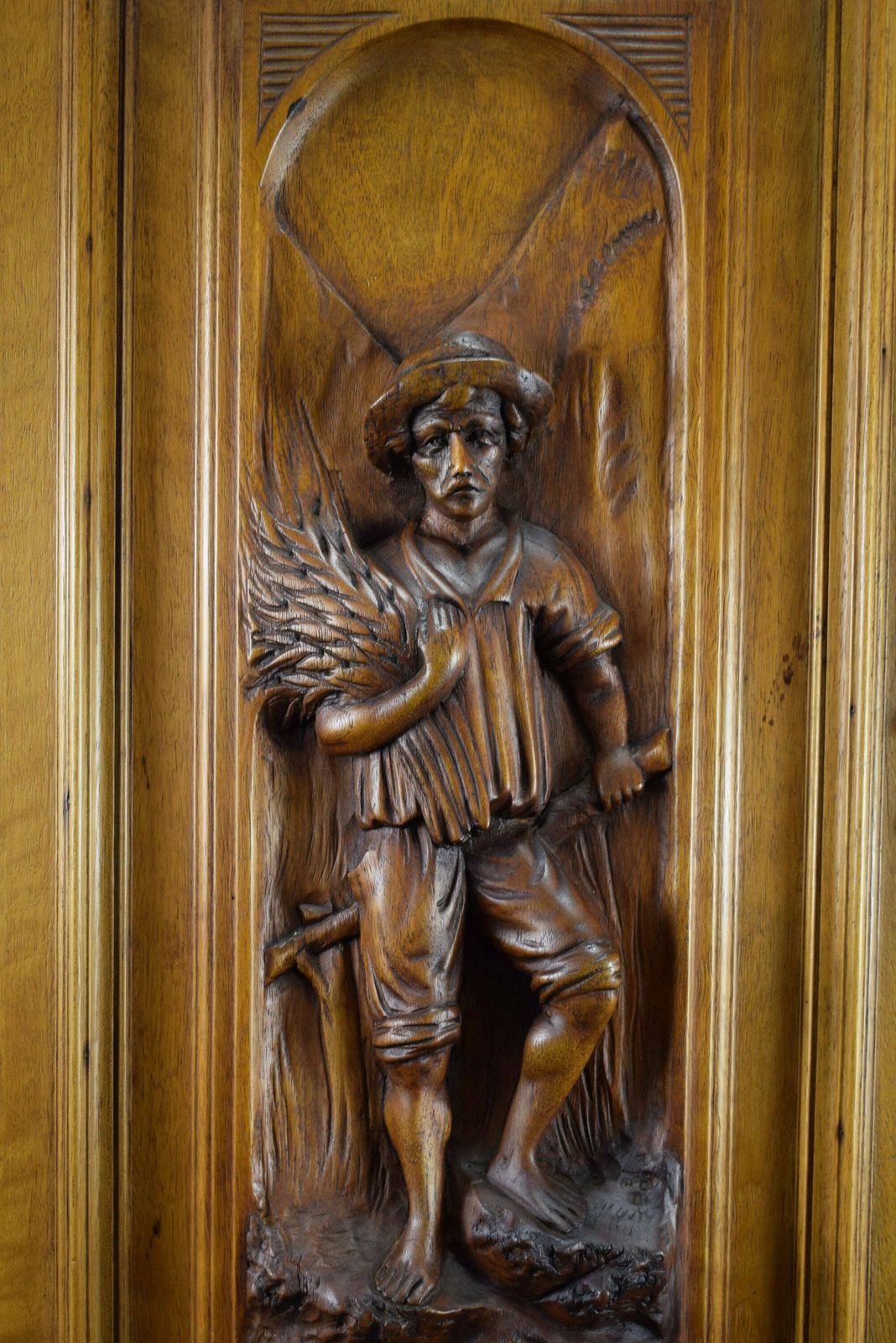 French Antique Architectural Hand Carved Wood Cupboard Door photo furniture