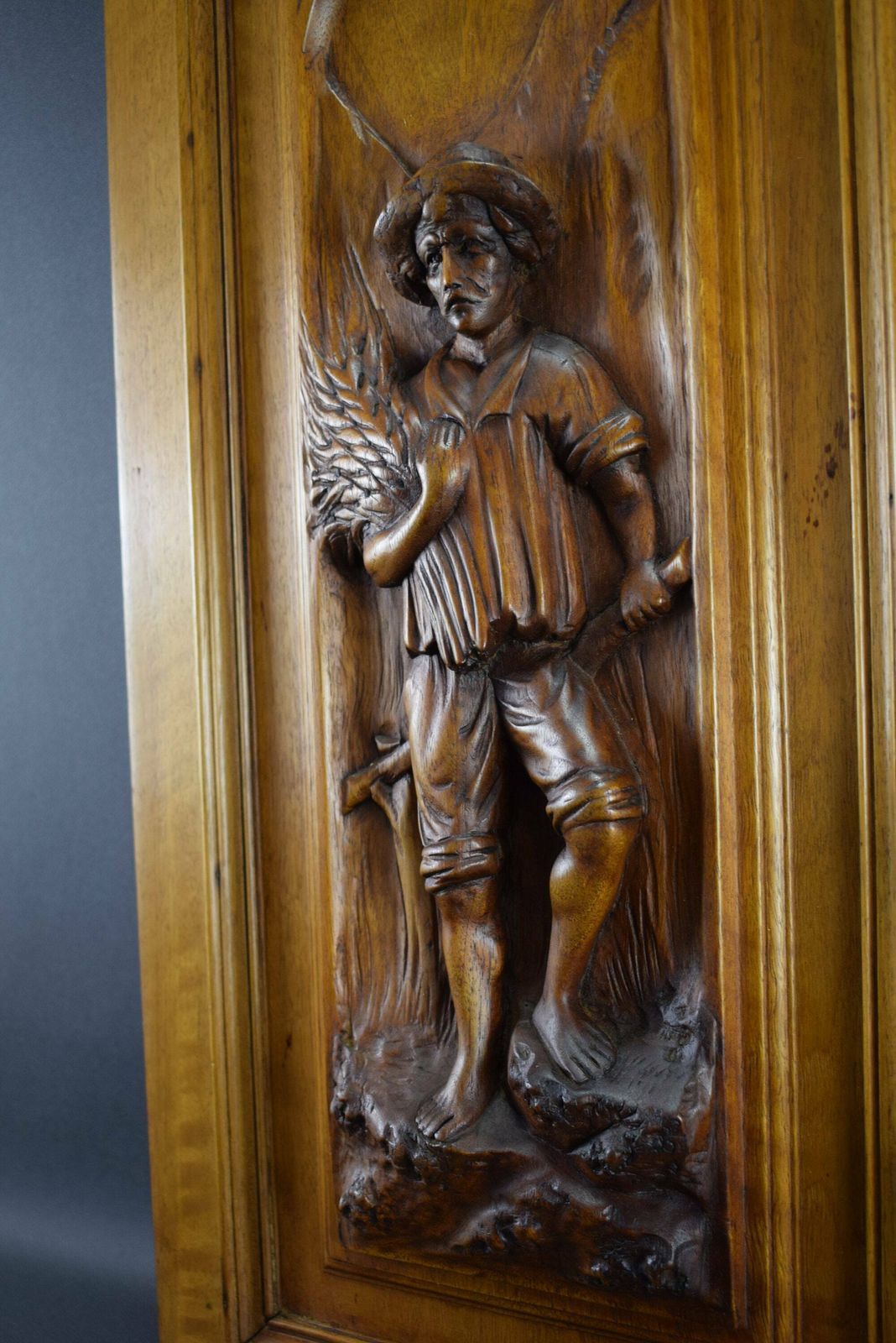 French Antique Architectural Hand Carved Wood Cupboard Door photo Home Fixtures