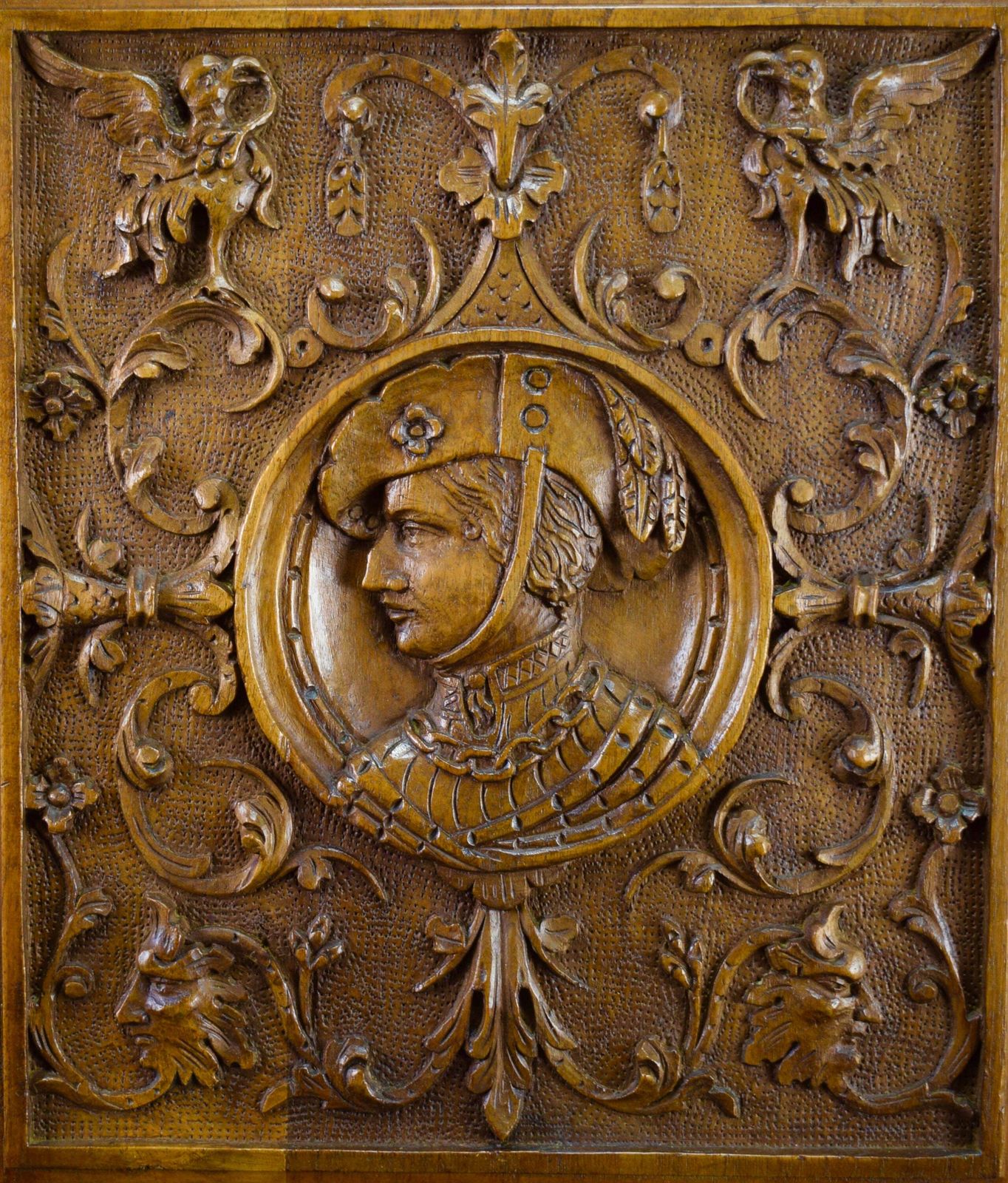 19th Antique Gothic Hand Carved Wood Cupboard Door photo furniture