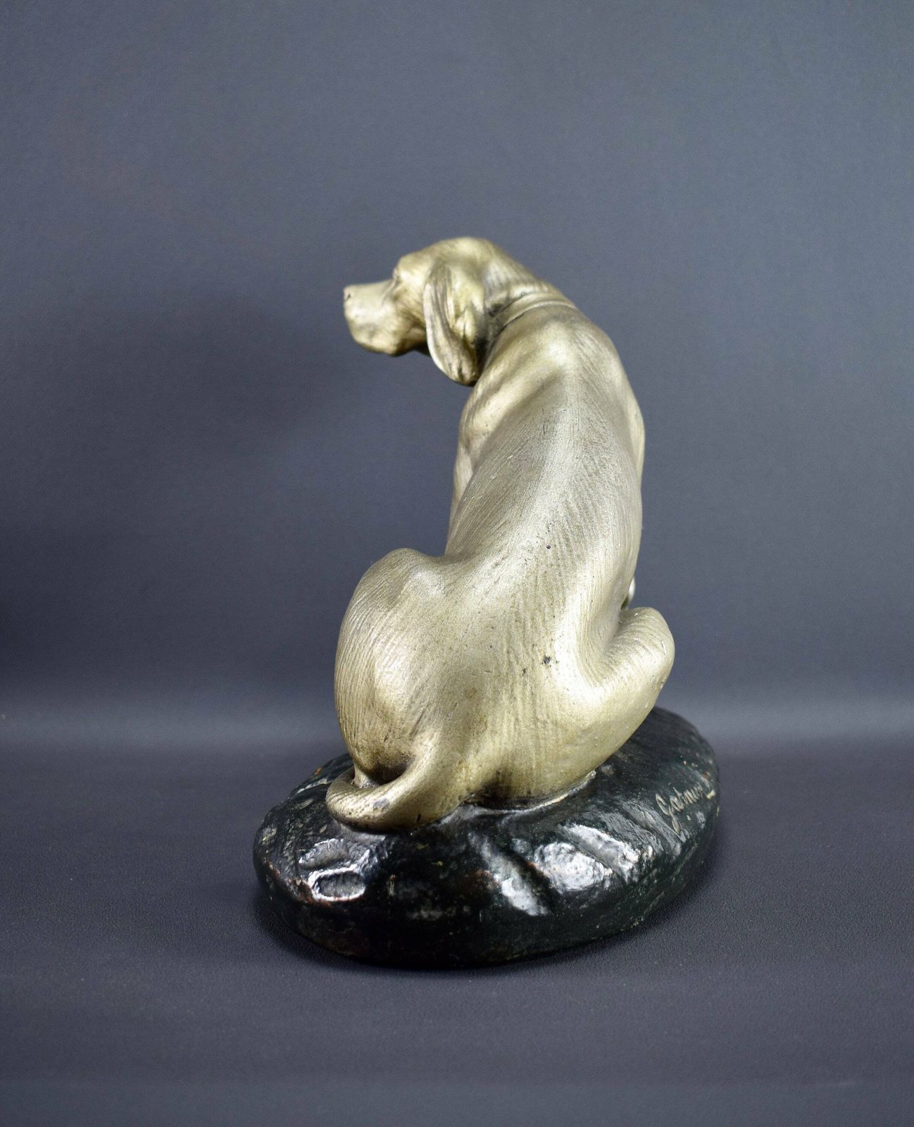 Garnier French Terracotta Hunted Dog Statue Vintage photo vinterior