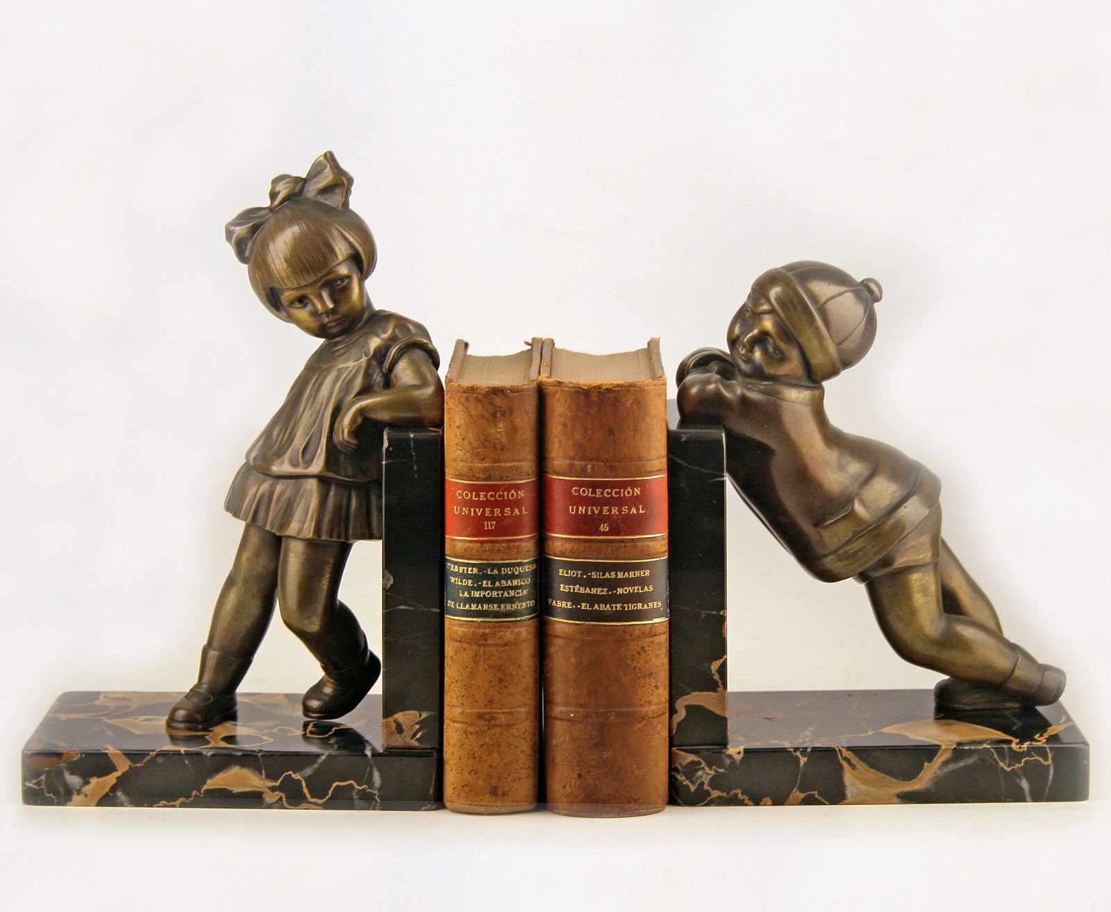 Pair Of Art Déco Bronze Bookends With Marble Base Designed By Alexandre Kéléty For Etling Paris photo Home Decor
