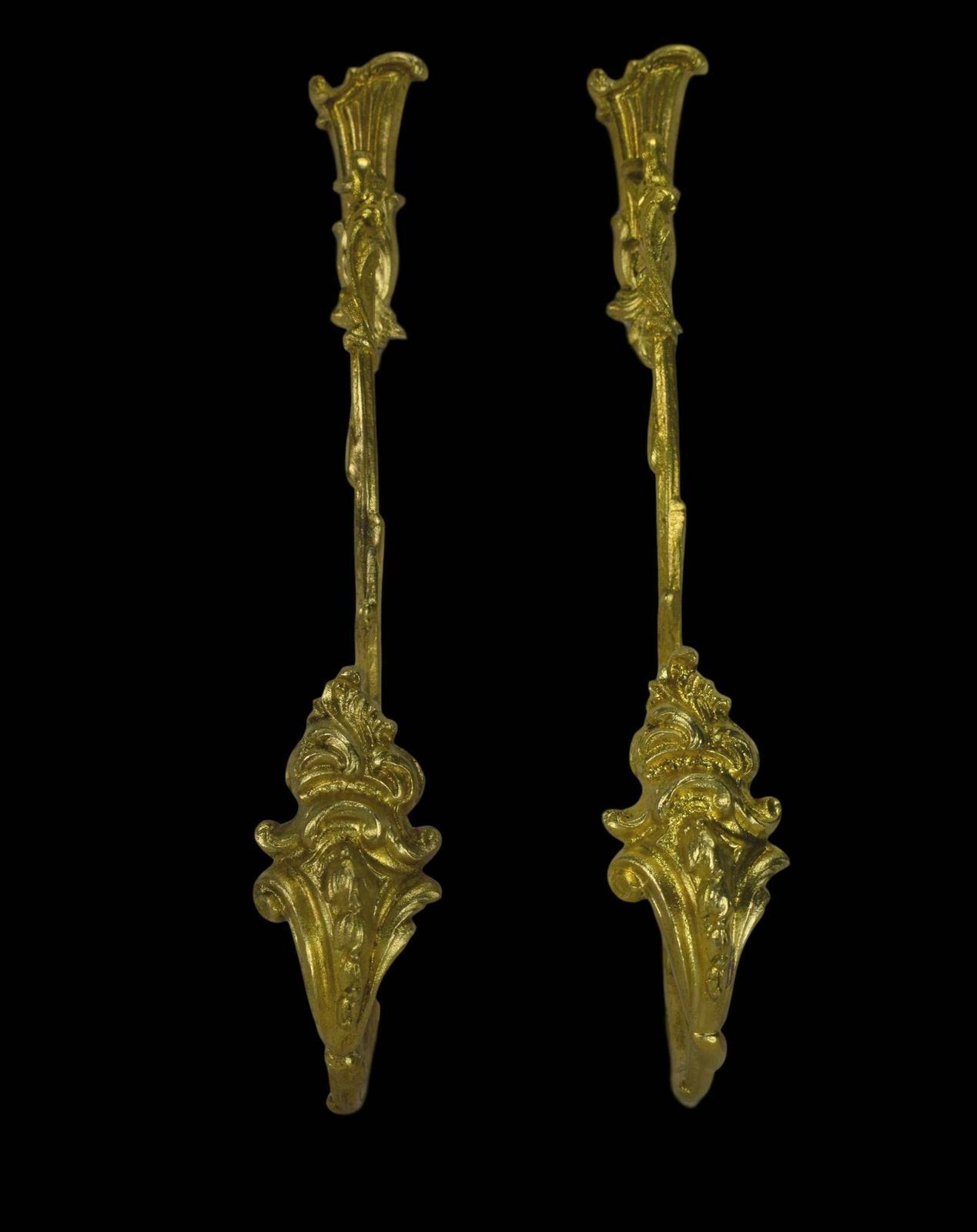 Large Antique French Regency Style Pair Of Ormolu Bronze Curtain Drapery Tiebacks Holdbacks 19th