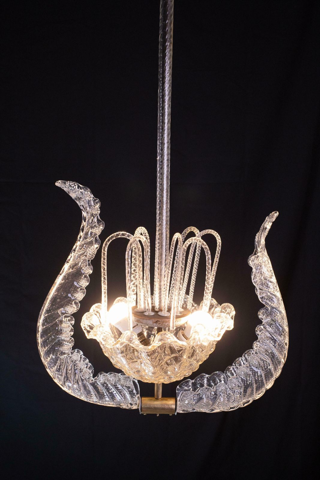 3128.0 Set Of 2 Art Decò Fountain Chandelier By Barovier E Toso, Murano Glass, 1940 photo