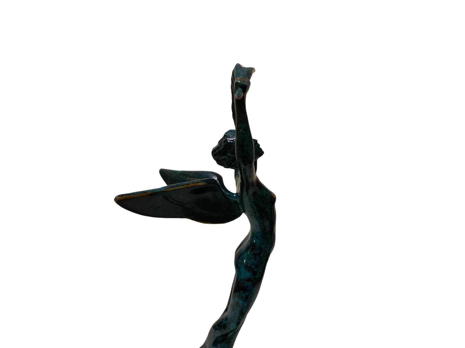 Elegant Bronze Woman Sculpture Of Victory With Marble Base – Exquisite Art Deco Masterpiece 34 Centimeters High photo vintage