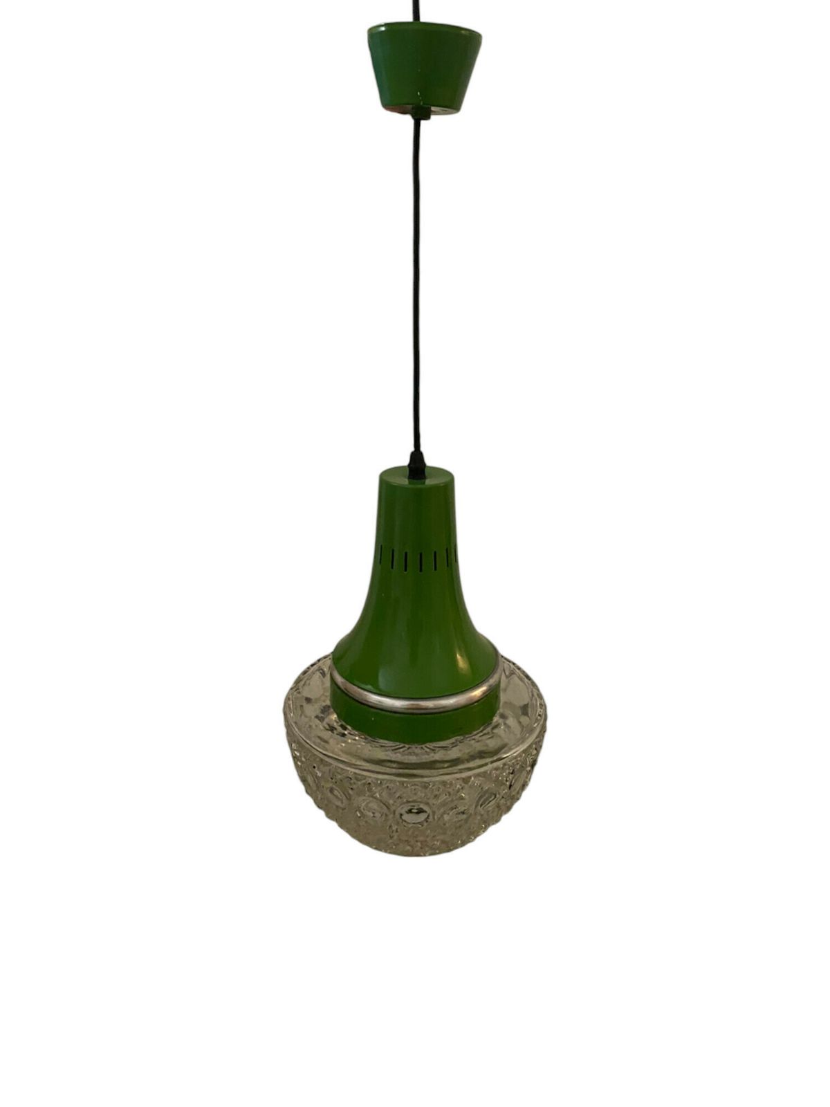 Elegant Italian Metal And Glass Chandelier – Cast Glass Decor & Industrial Green Head 80 Centimeters High photo vinterior