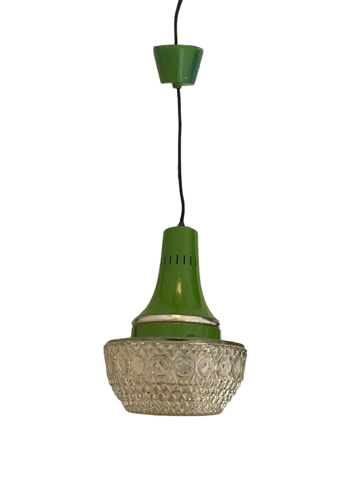 Lighting Elegant Italian Metal And Glass Chandelier – Cast Glass Decor & Industrial Green Head 80 Centimeters High photo