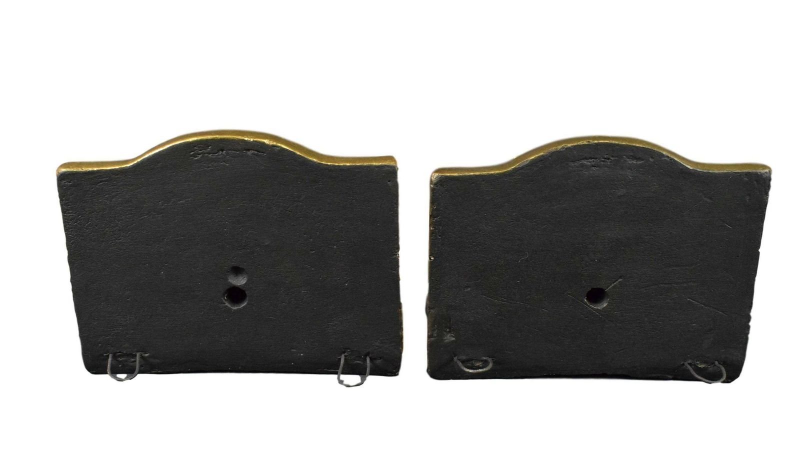 photo for sale Pair Of French Antique Wall Console Statue Brackets Shelf Black Gold Man Face