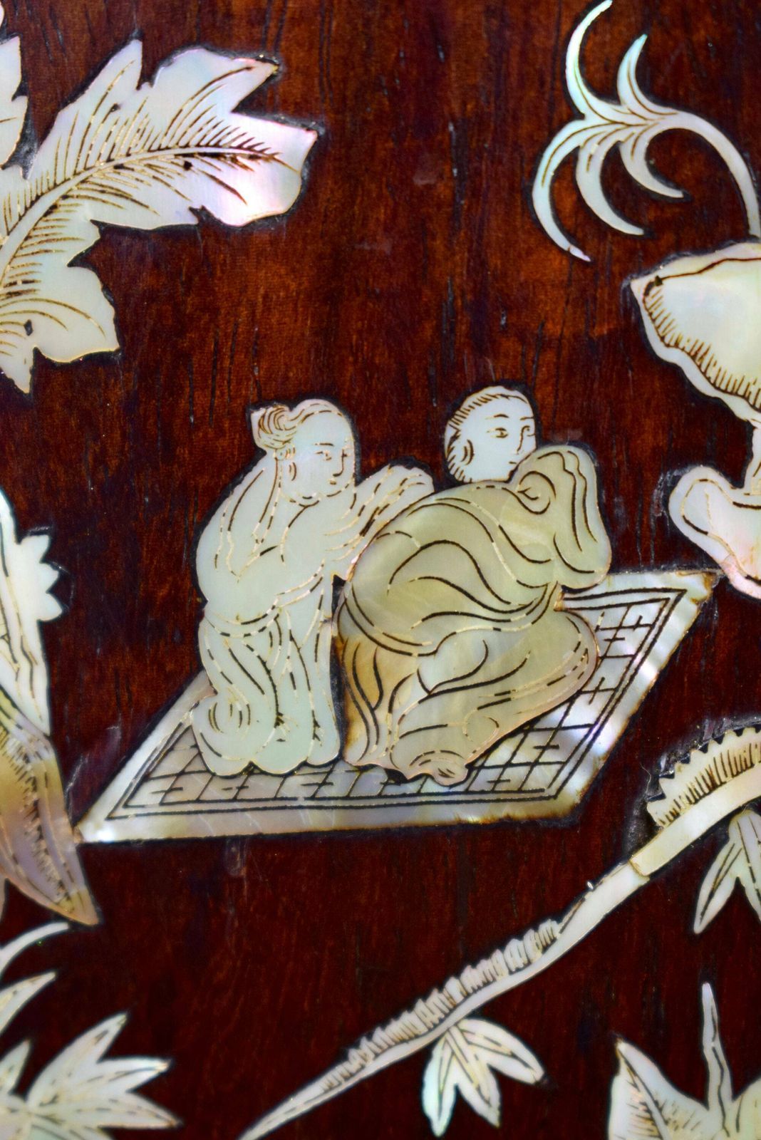 19th Antique Chinese Carved Wood And Mother Of Pearl Inlaid Wall Panel Asian Wood Art Vietnamese photo Art