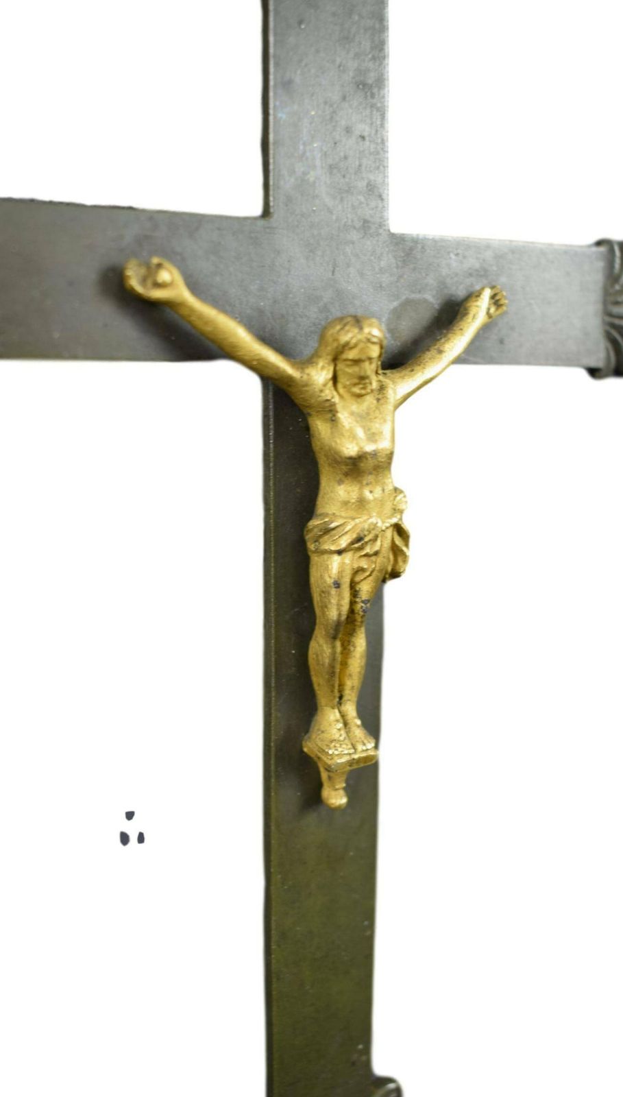 French Antique Wall Gilt Bronze Cross Crucifix photo Art