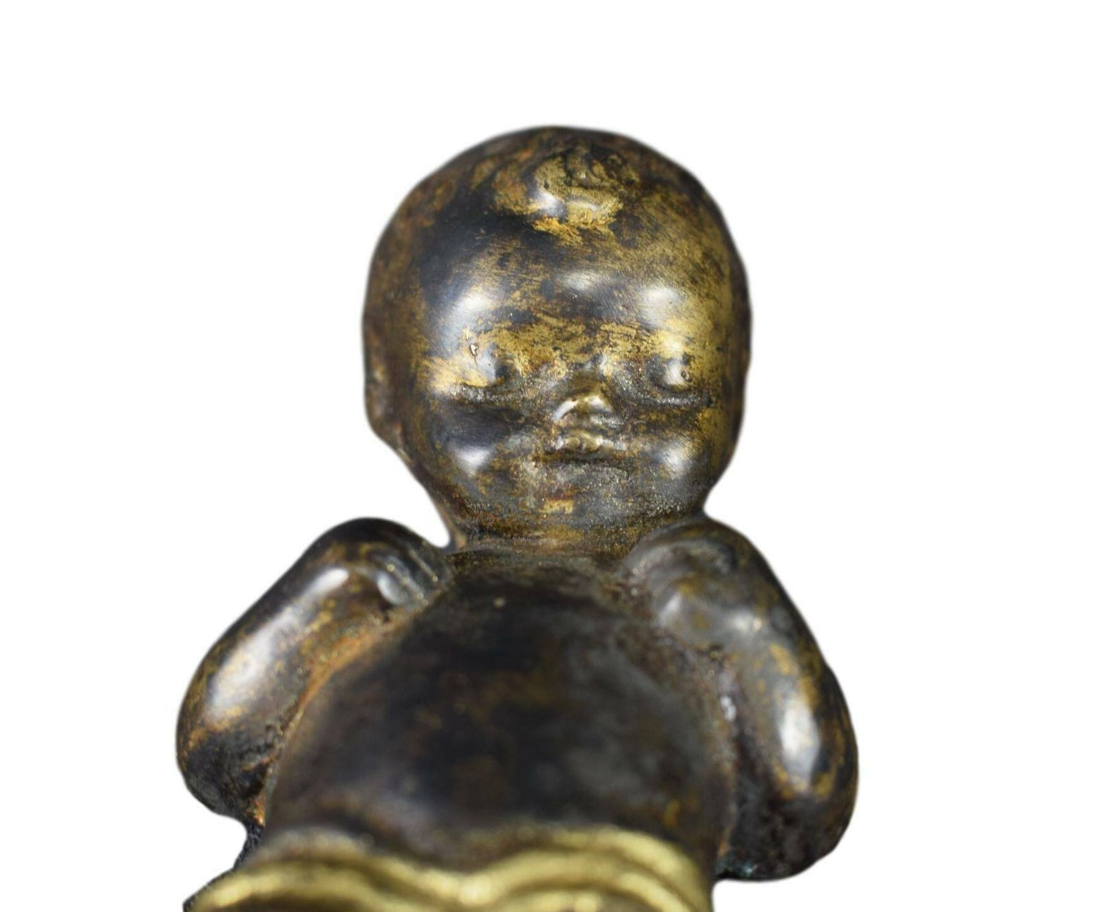 Rare French Antique 19th Bronze Jesus Christ Baby Crib Christmas photo furniture